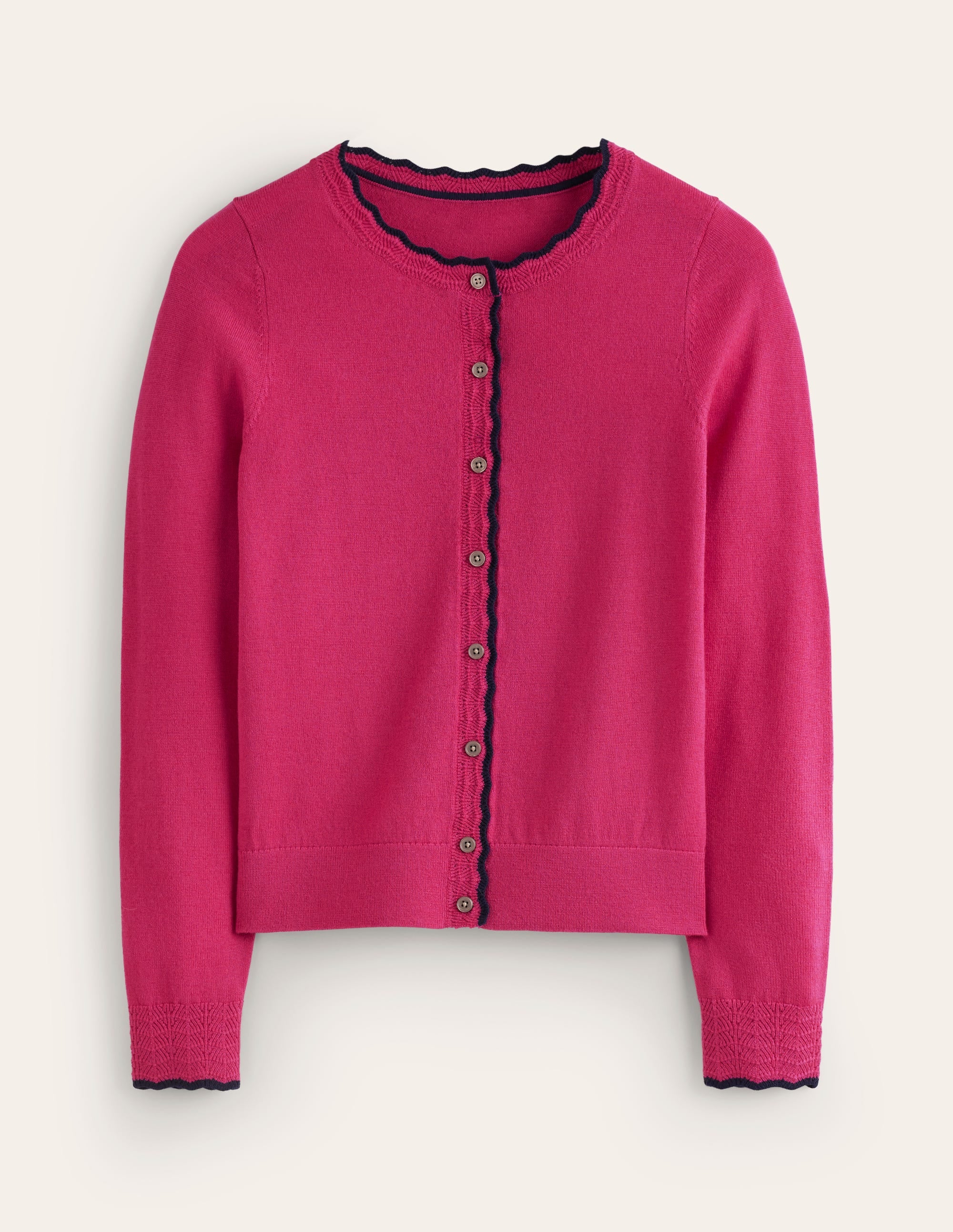 Merino Scalloped Cardigan-Cherry Jam Pink - Image 5