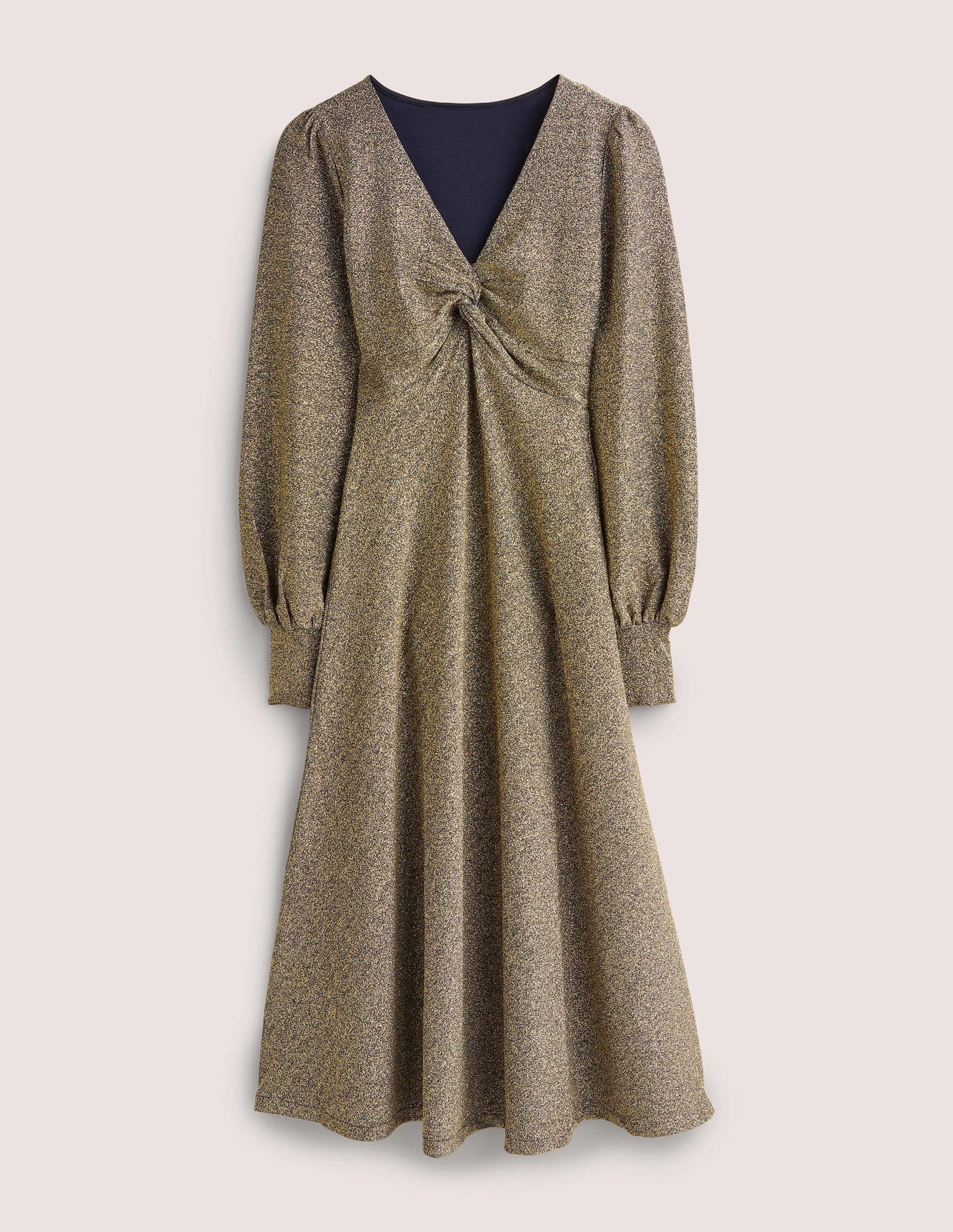 Metallic Jersey Midi Dress-Gold Sparkle - Image 6