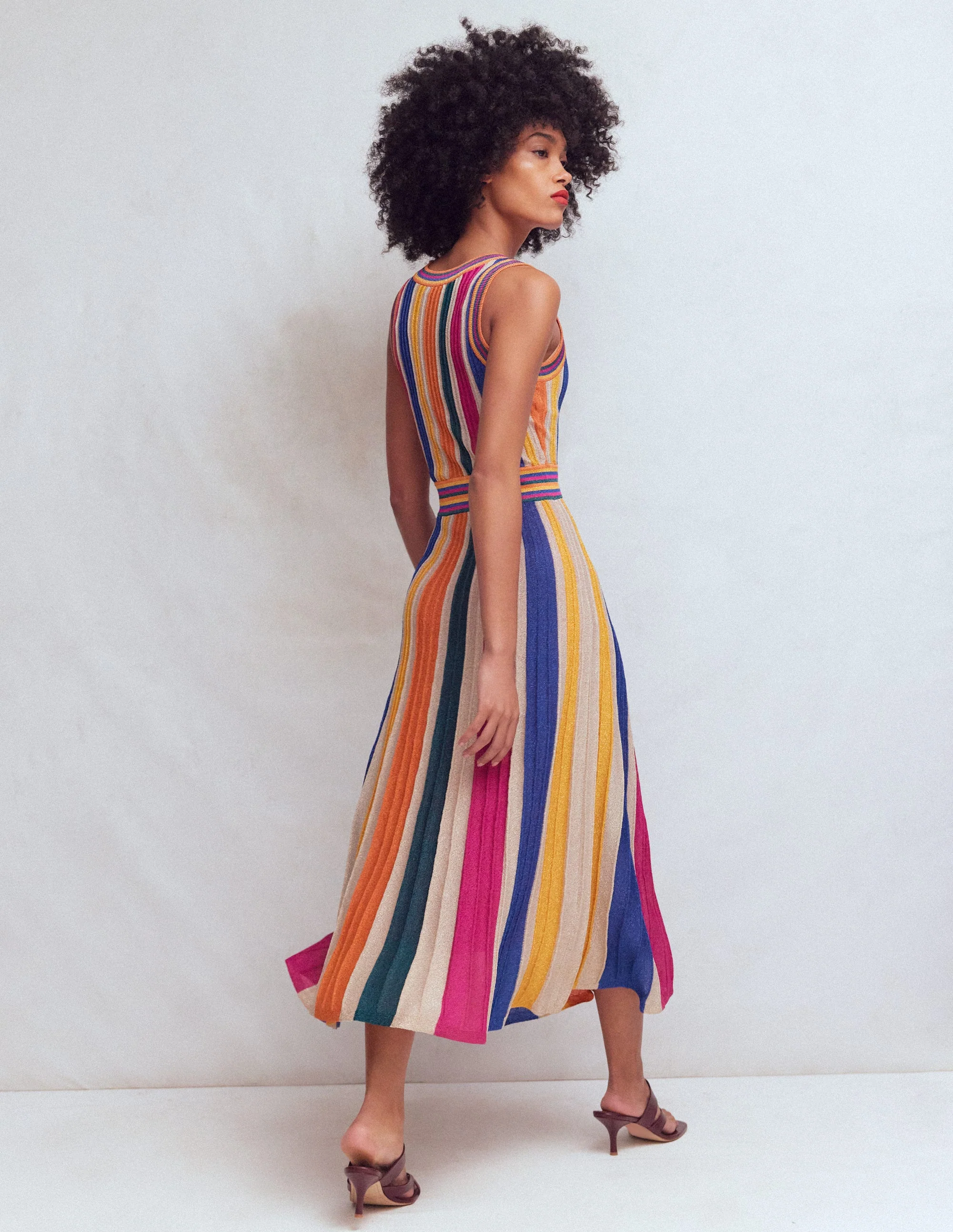 Metallic Multi Stripe Dress-Metallic Multi Stripe - Image 3