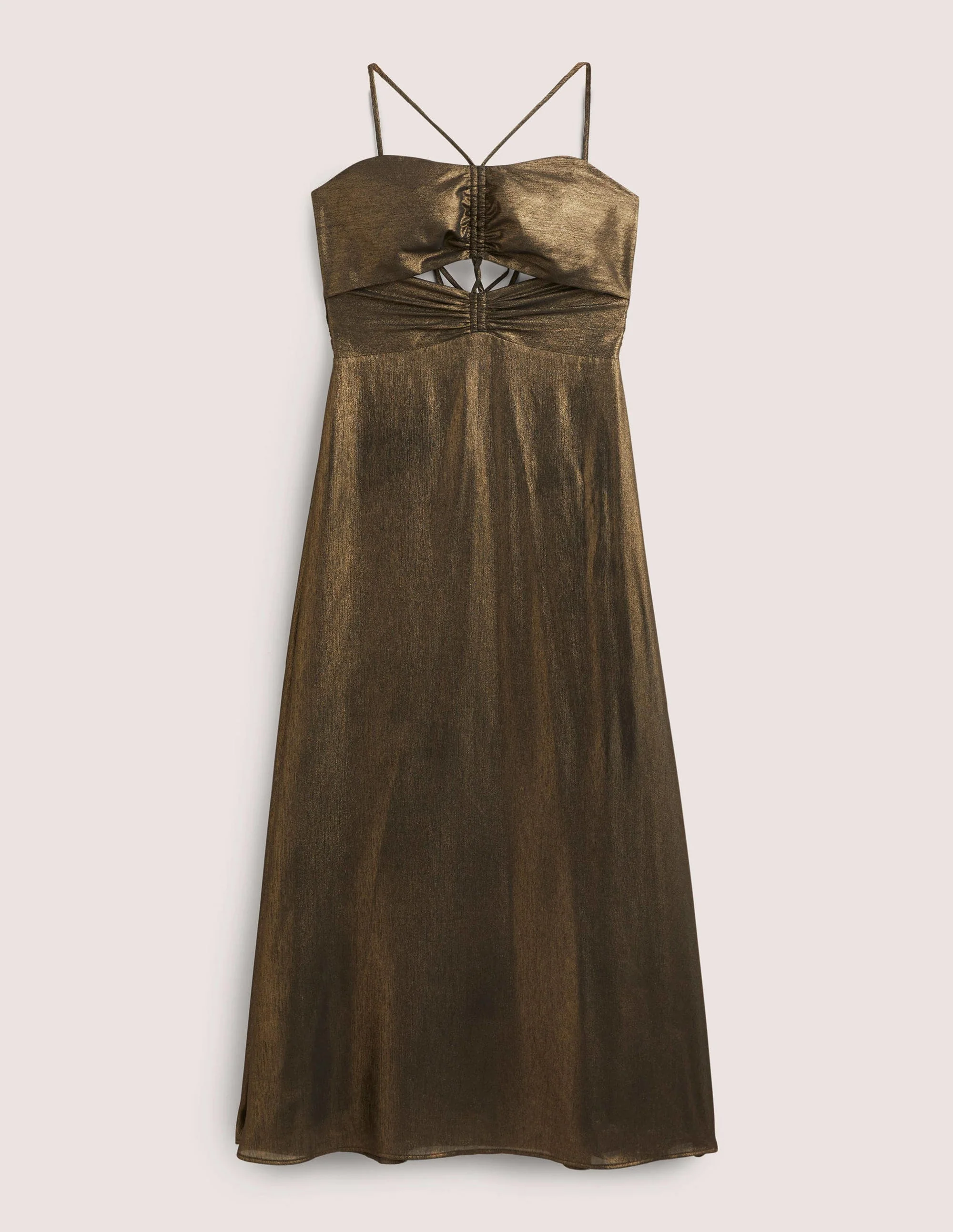 Metallic Party Midi Dress-Gold - Image 7