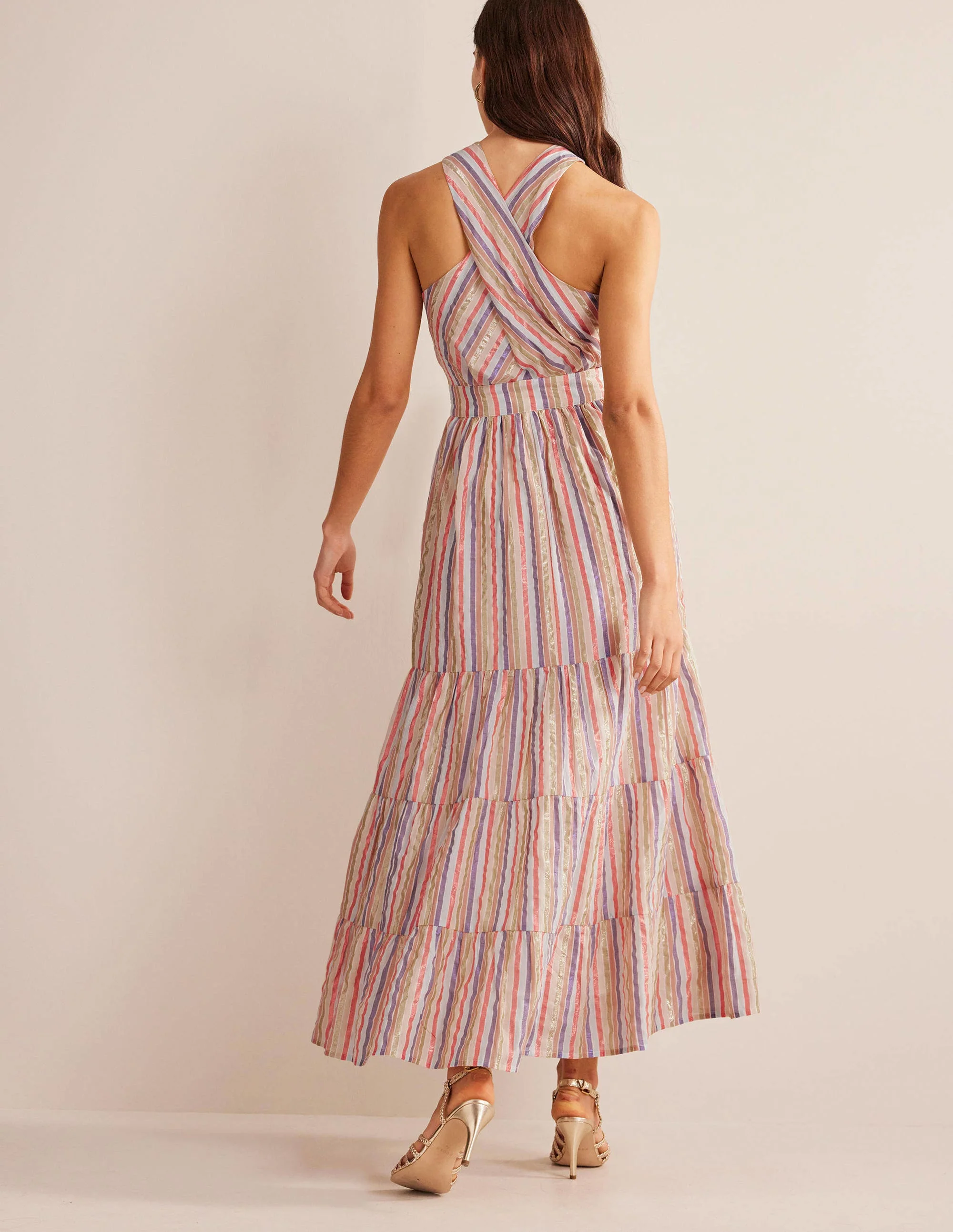 Metallic Stripe Maxi Dress-Metallic Multistripe - Image 3