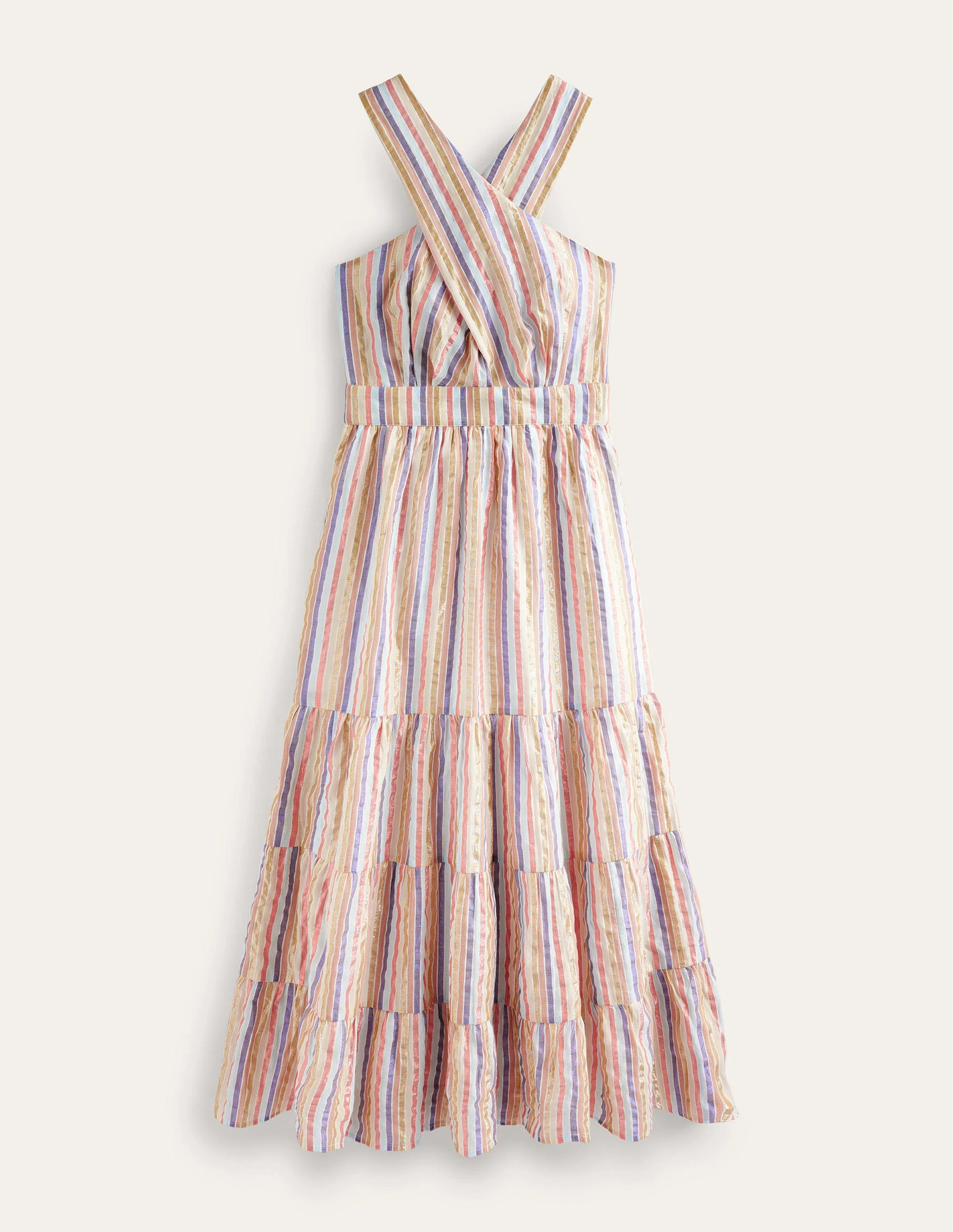 Metallic Stripe Maxi Dress-Metallic Multistripe - Image 7