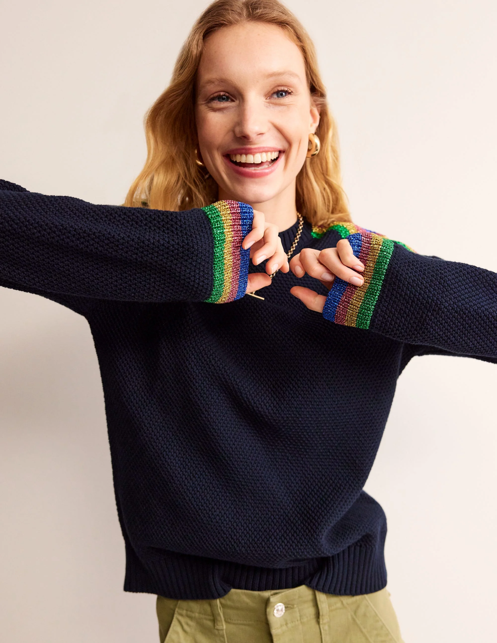 Metallic Stripe Sweater-Navy - Image 4