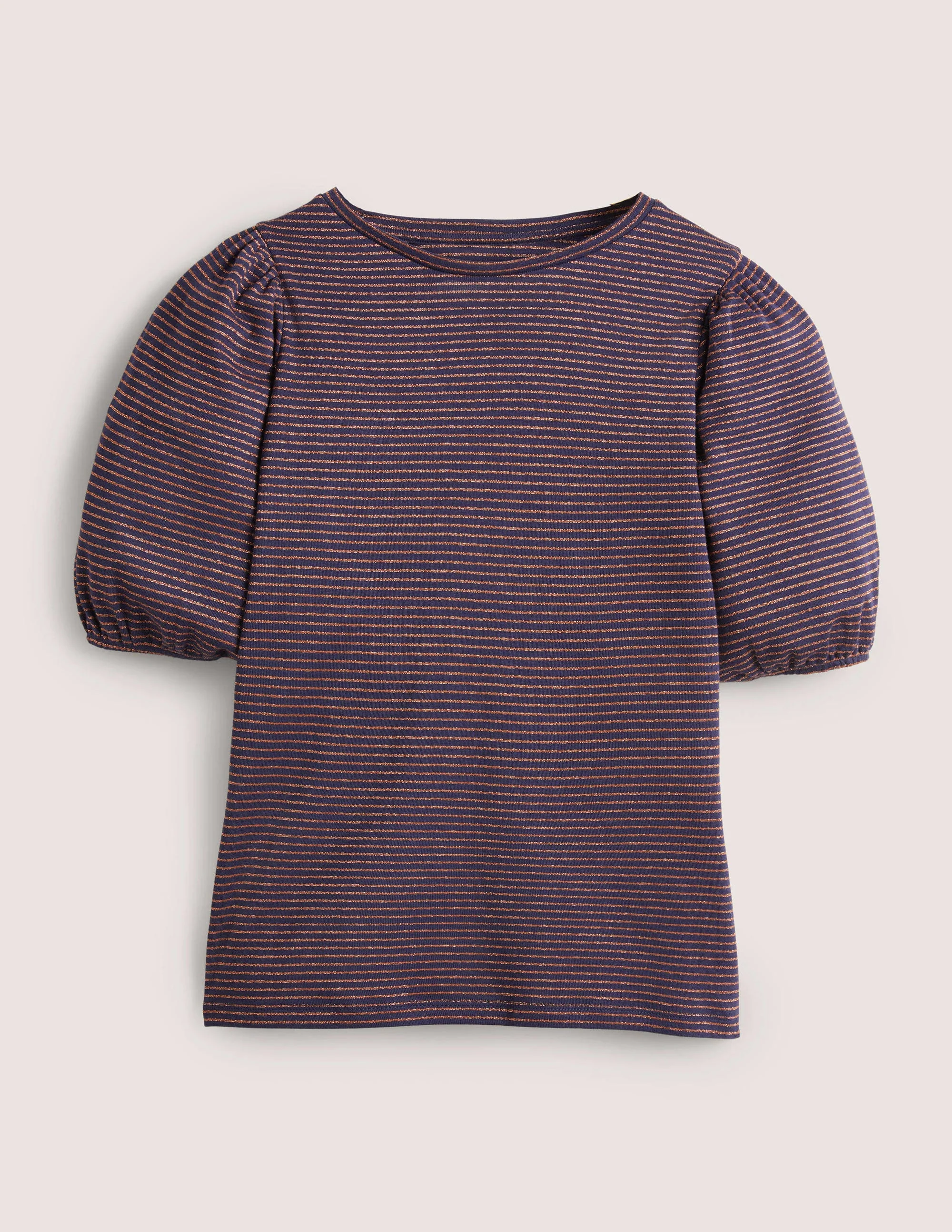 Metallic Stripe T-Shirt-Navy/Copper Metallic - Image 5