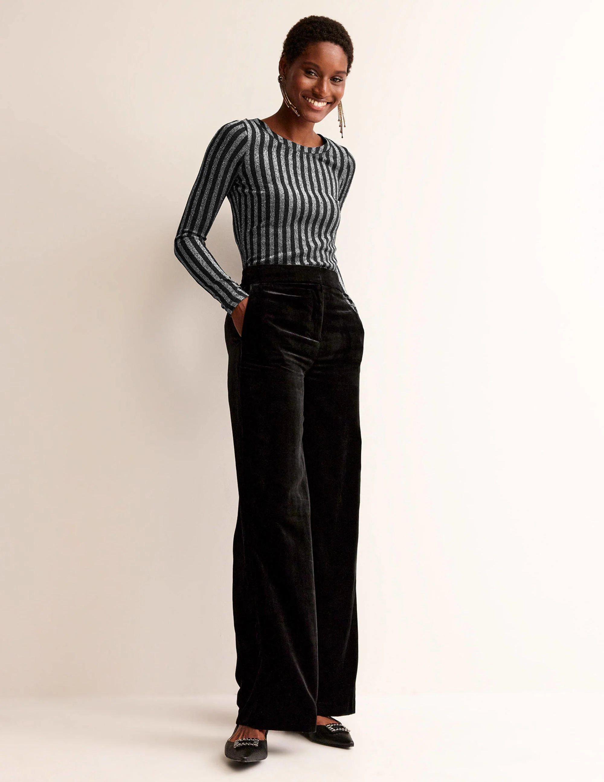 Mia Metallic Top-Black, Silver - Image 4