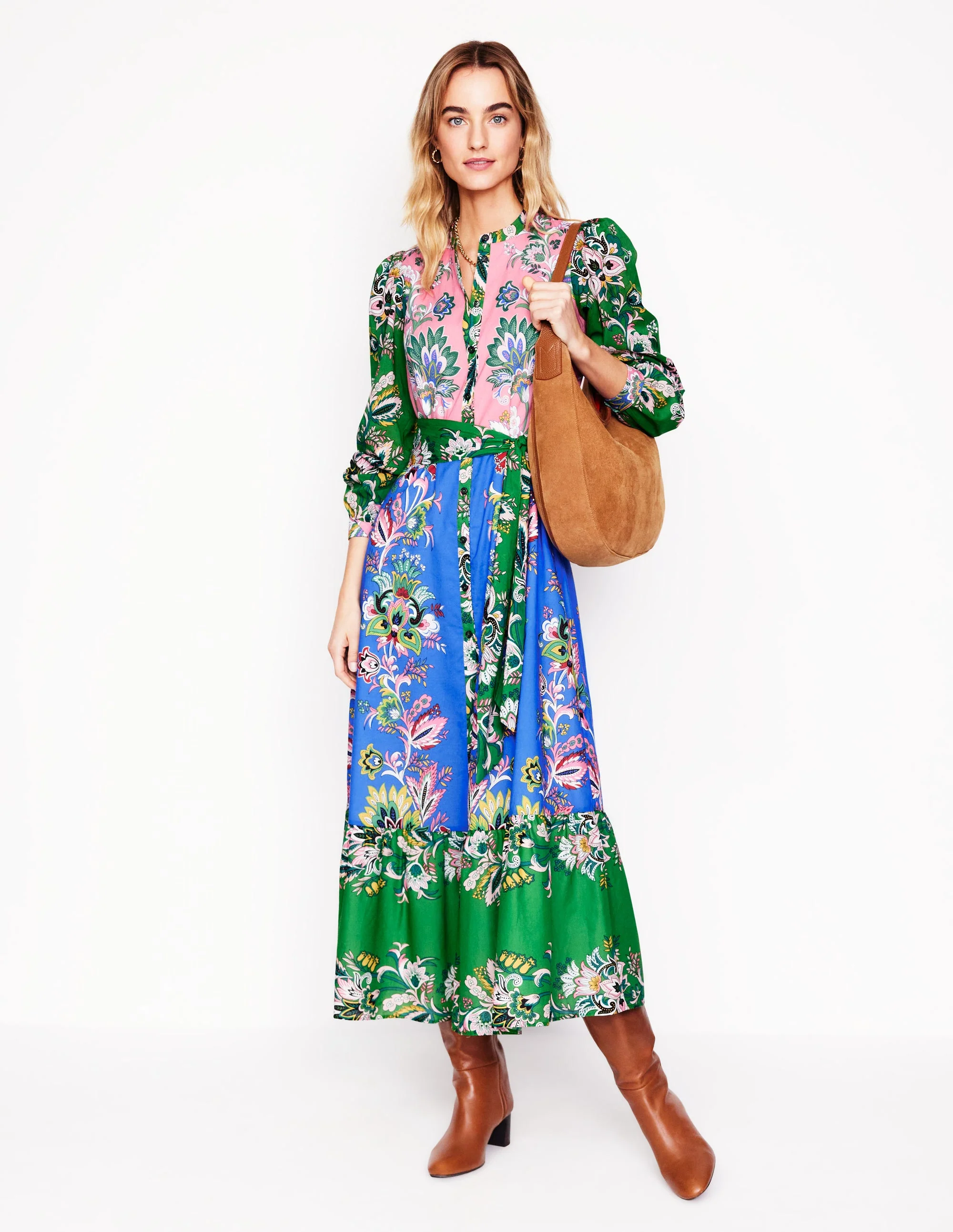Mia Tiered Shirt Dress-Multi, Botanica Terrace - Image 6