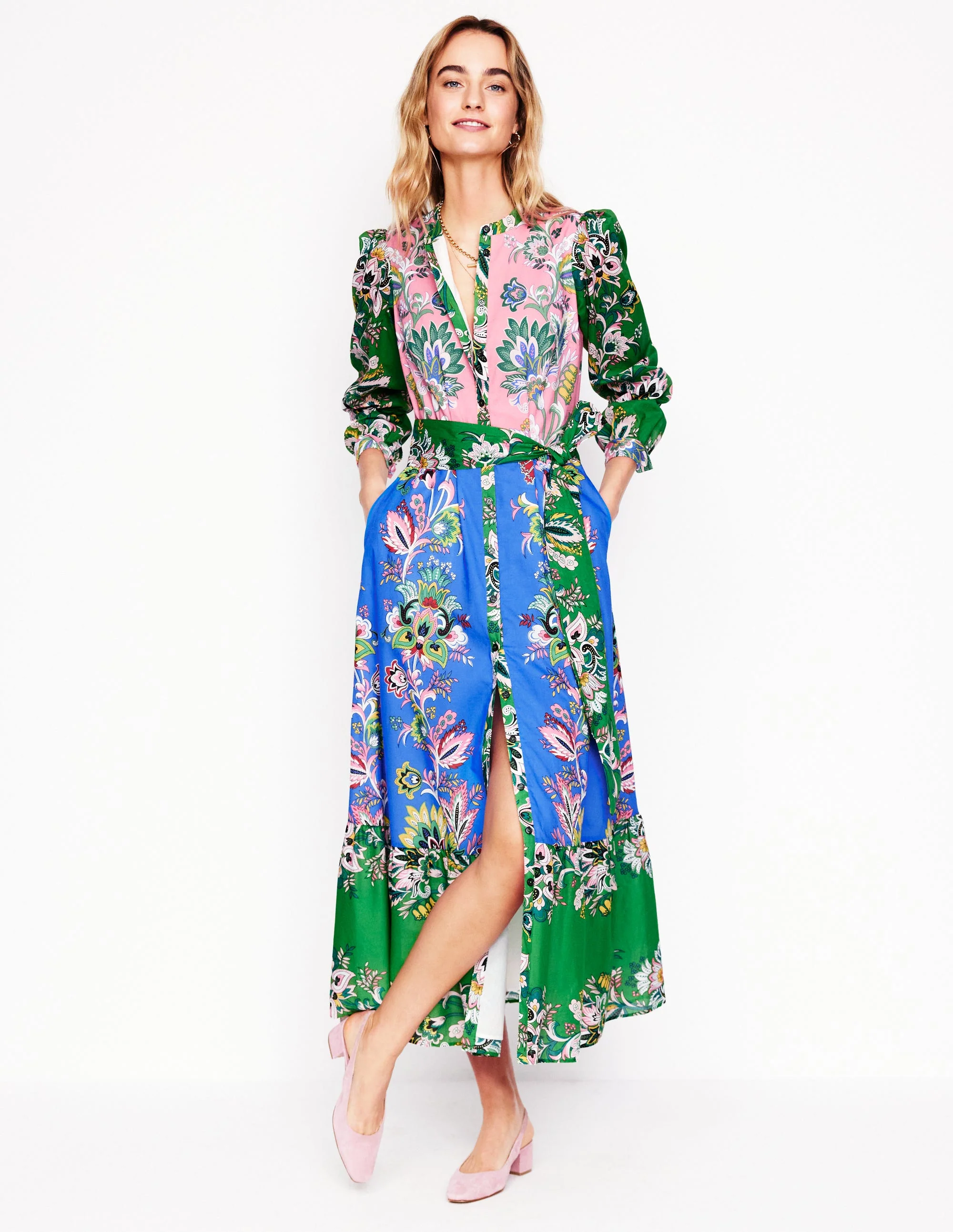 Mia Tiered Shirt Dress-Multi, Botanica Terrace - Image 7