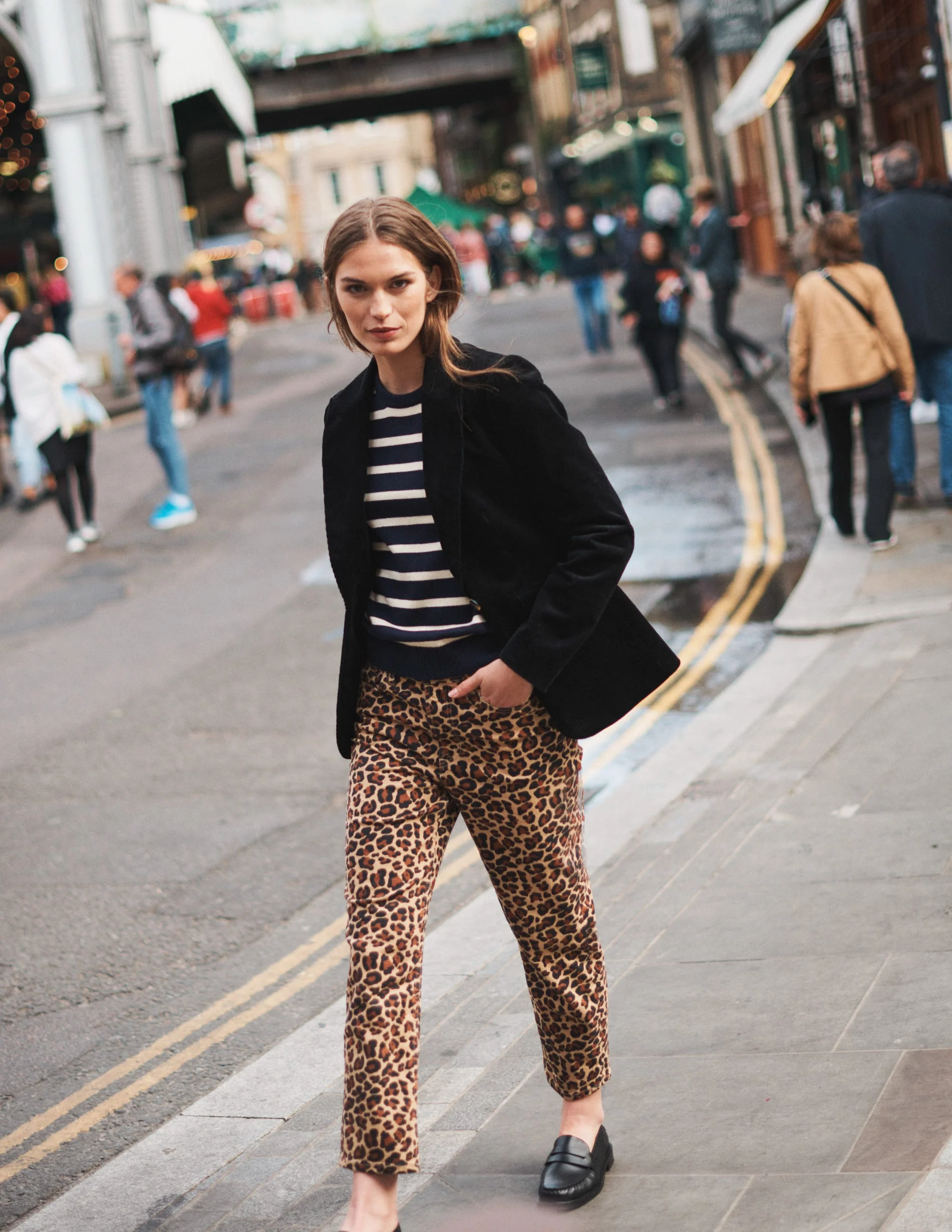 Mid Rise Printed Slim Jeans-Camel, Cheetah Pop - Image 6