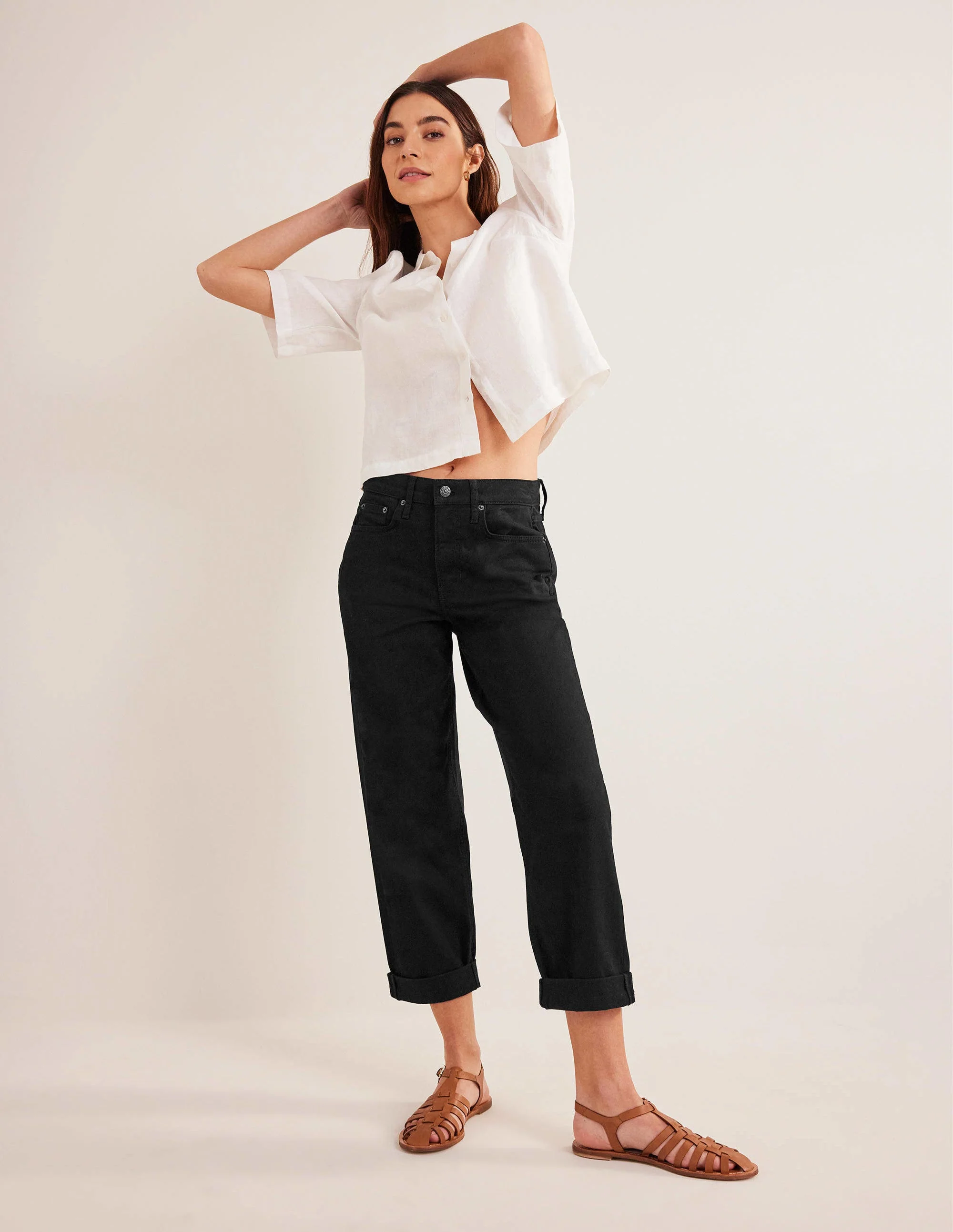 Mid Rise Tapered Jeans-Black - Image 6