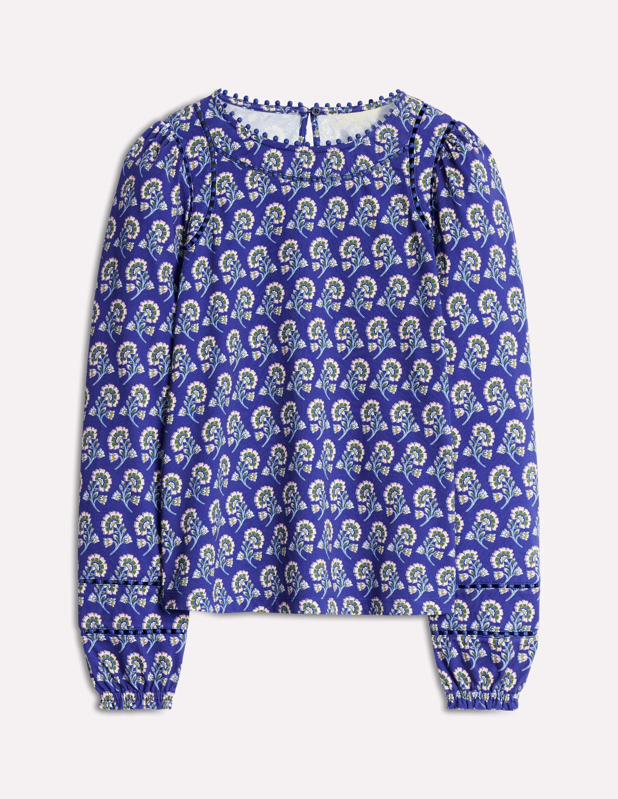 Mila Long Sleeve Top-Sapphire Blue, Azalea Sprig - Image 5