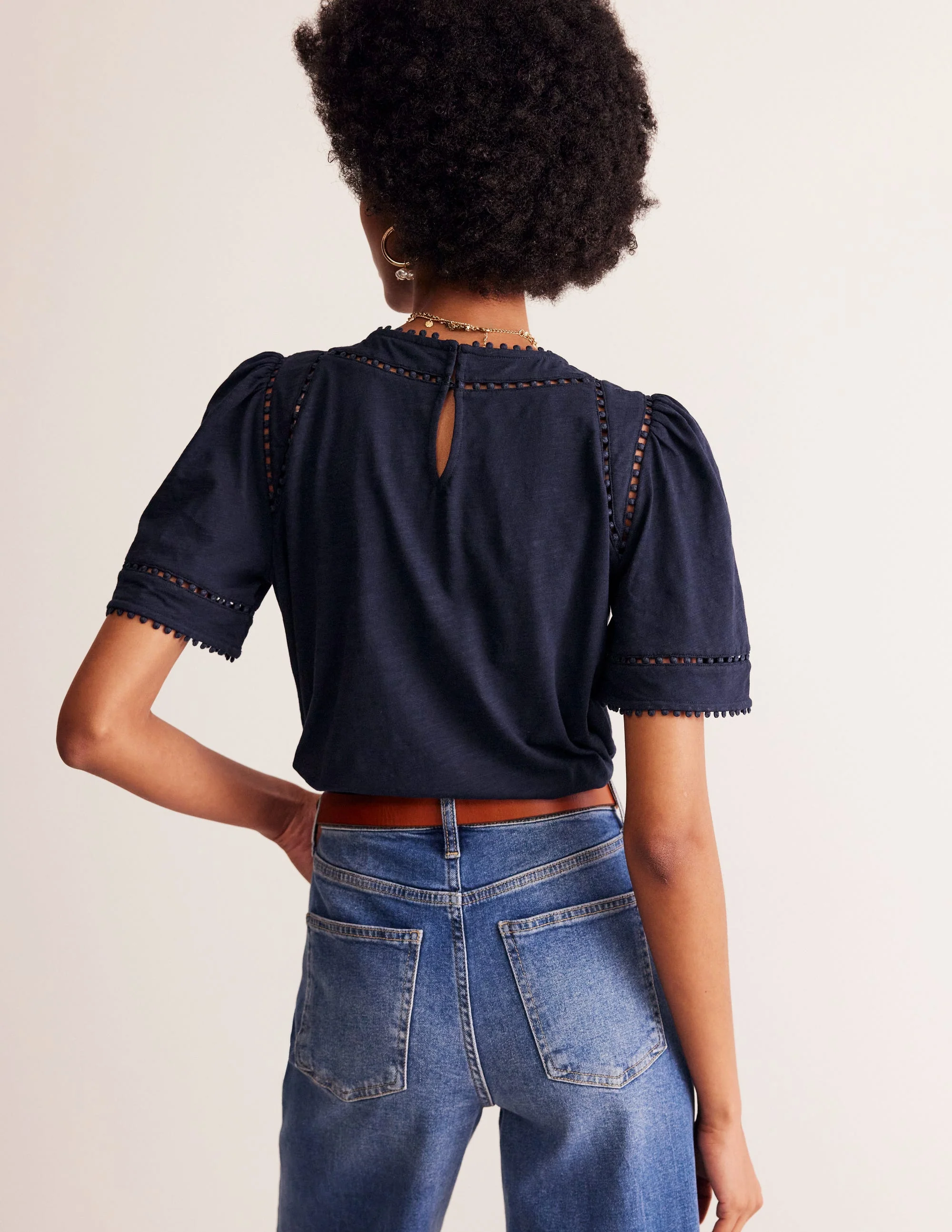 Mila Trim Detail Top-Navy - Image 3