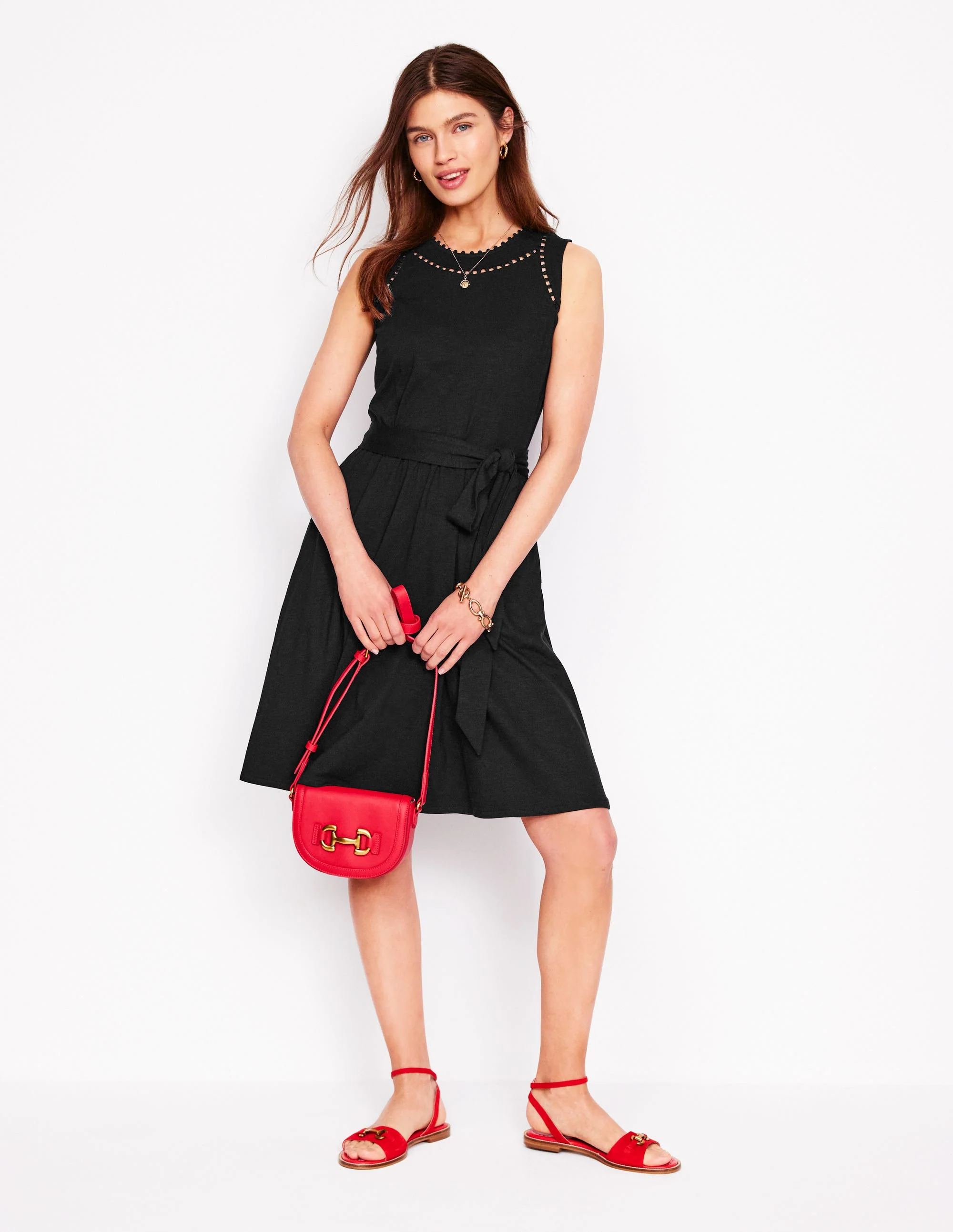 Mila Trim Short Jersey Dress-Black - Image 4