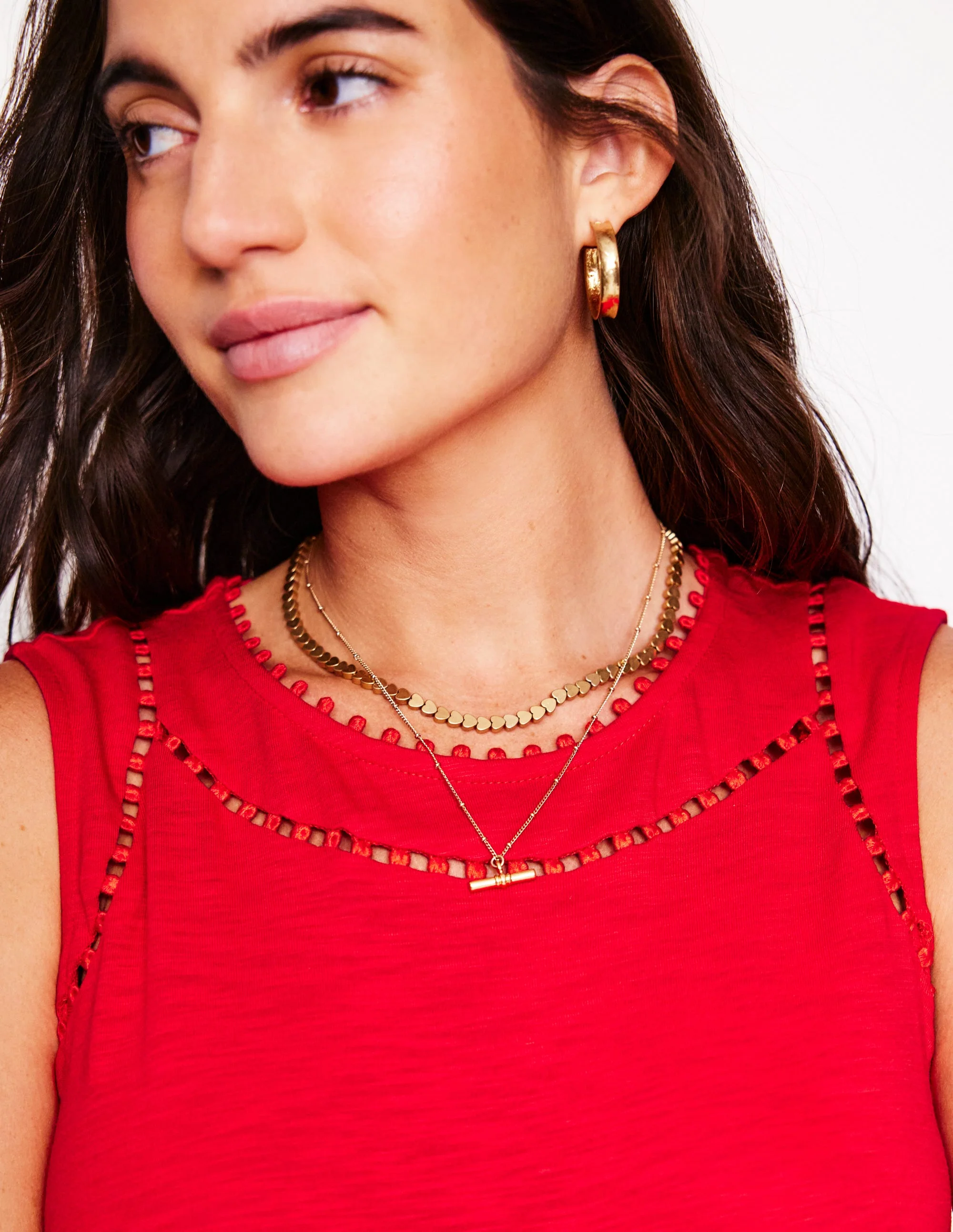 Mila Trim Tiered Jersey Dress-Poppy Red - Image 2