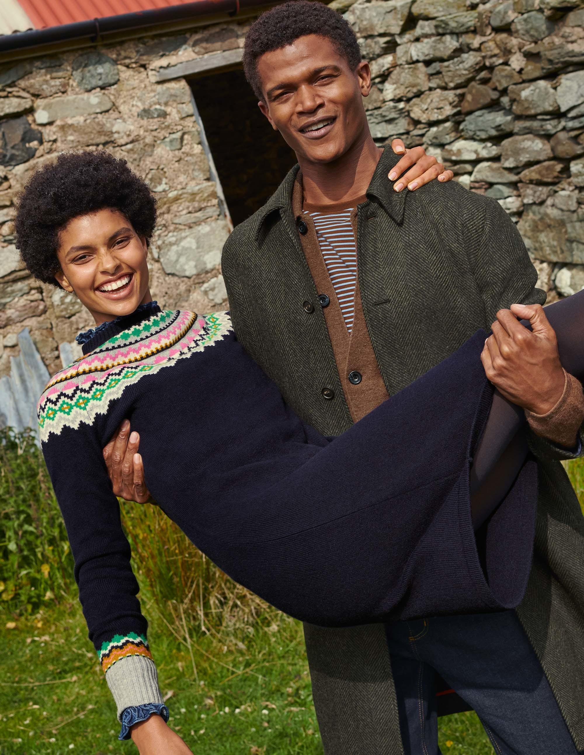 Millie Fair Isle Knitted Dress-Navy - Image 6