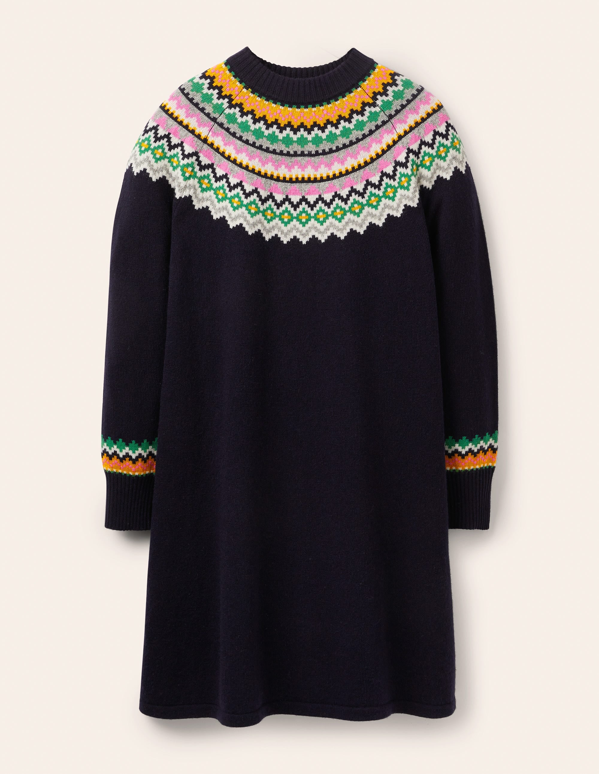 Millie Fair Isle Knitted Dress-Navy - Image 8