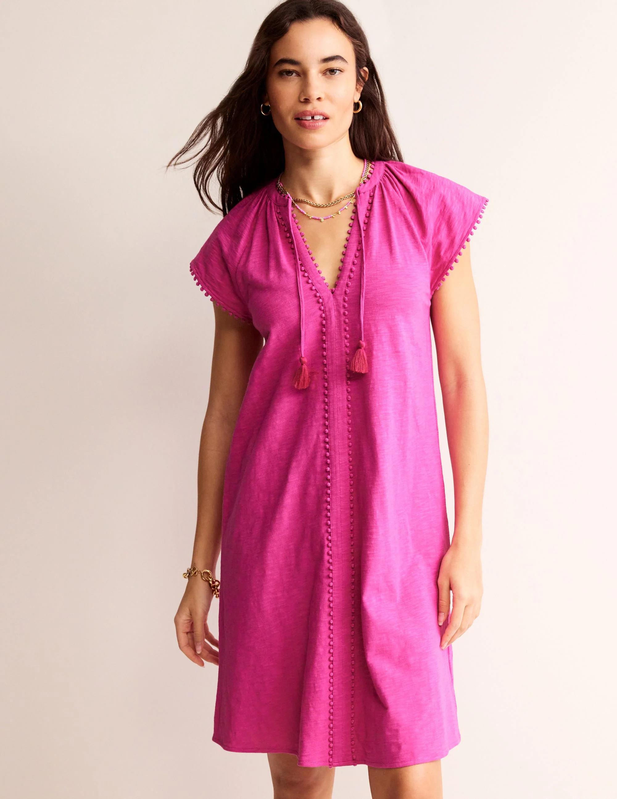 Millie Pom Cotton Dress-Rose Violet - Image 4