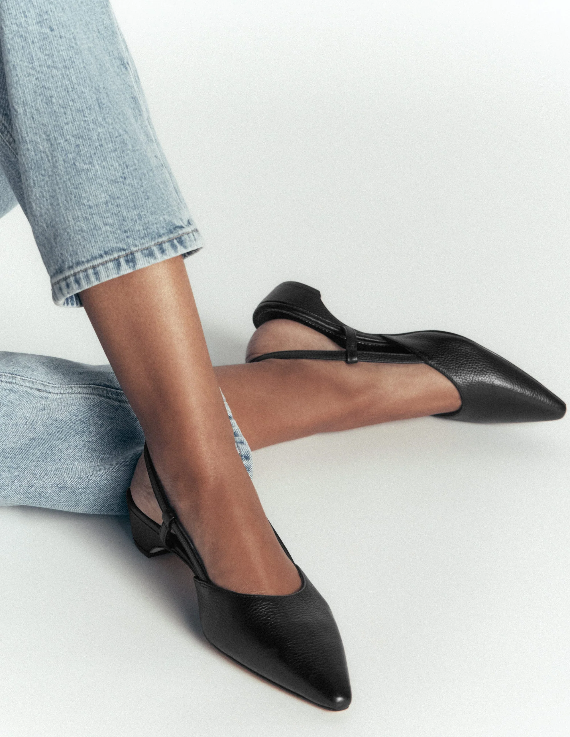 Mini Block Sling Backs-Black