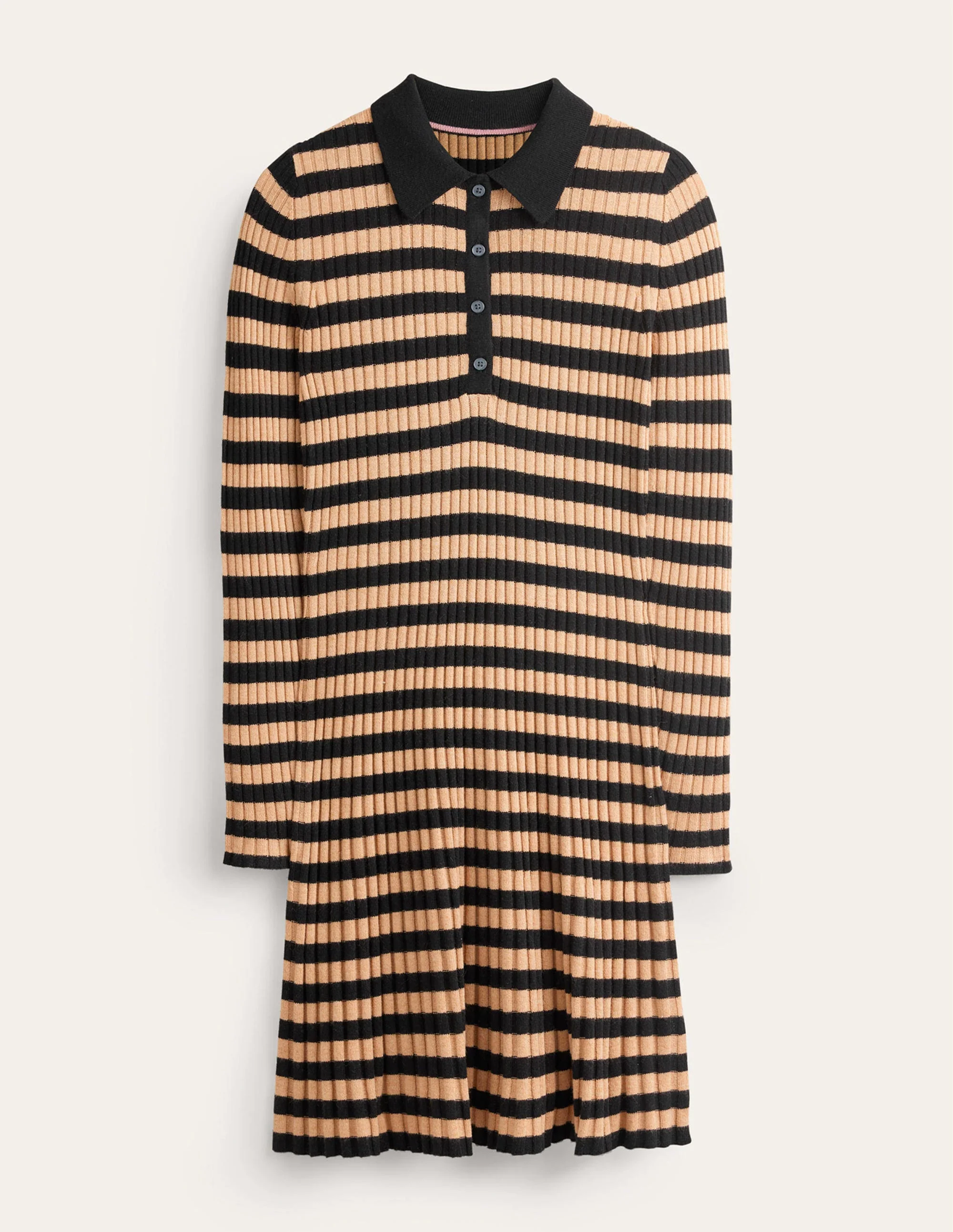 Mini Collared Dress-Black and Camel - Image 5