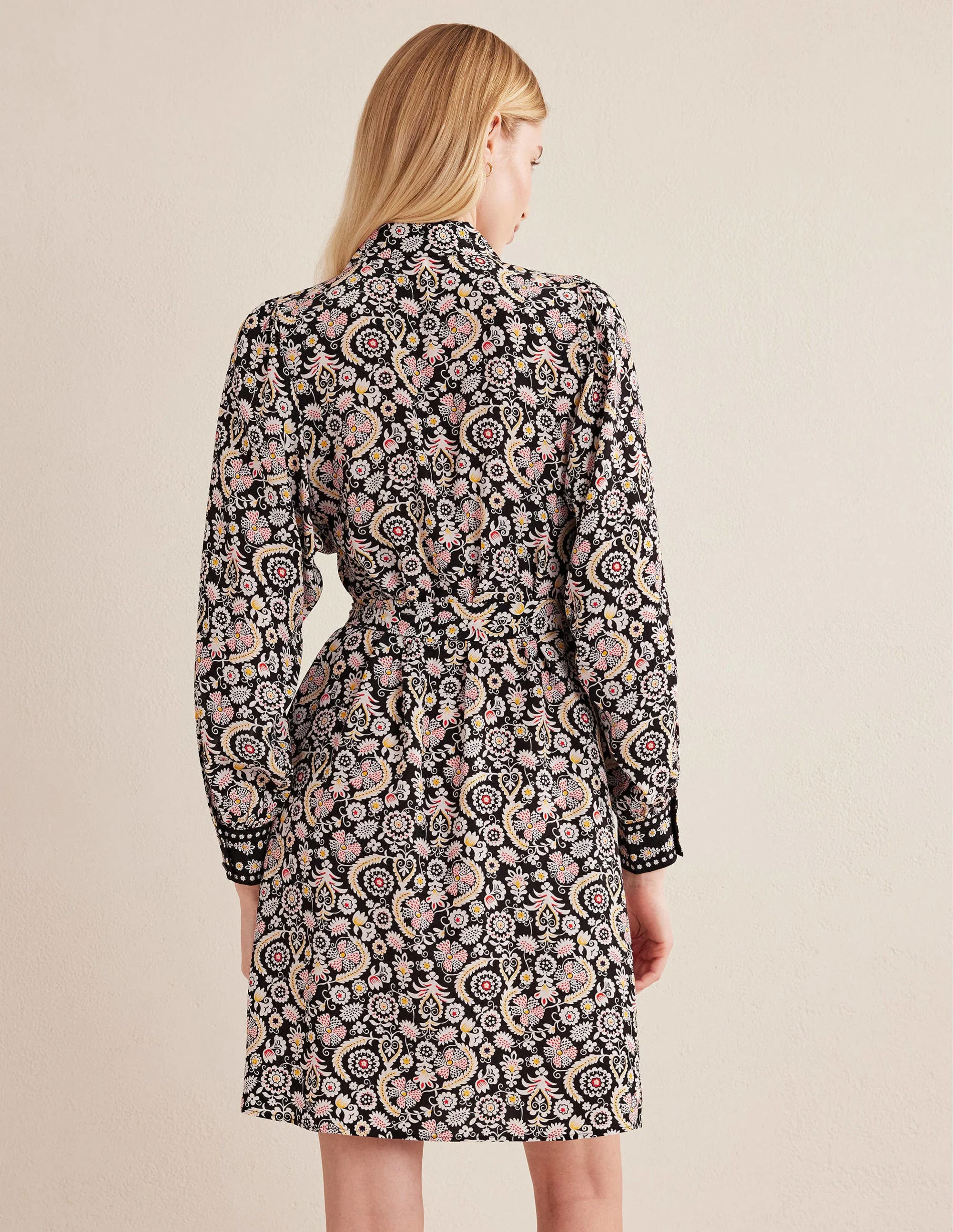 Mini Shirt Dress-Black, Tropic Charm - Image 4