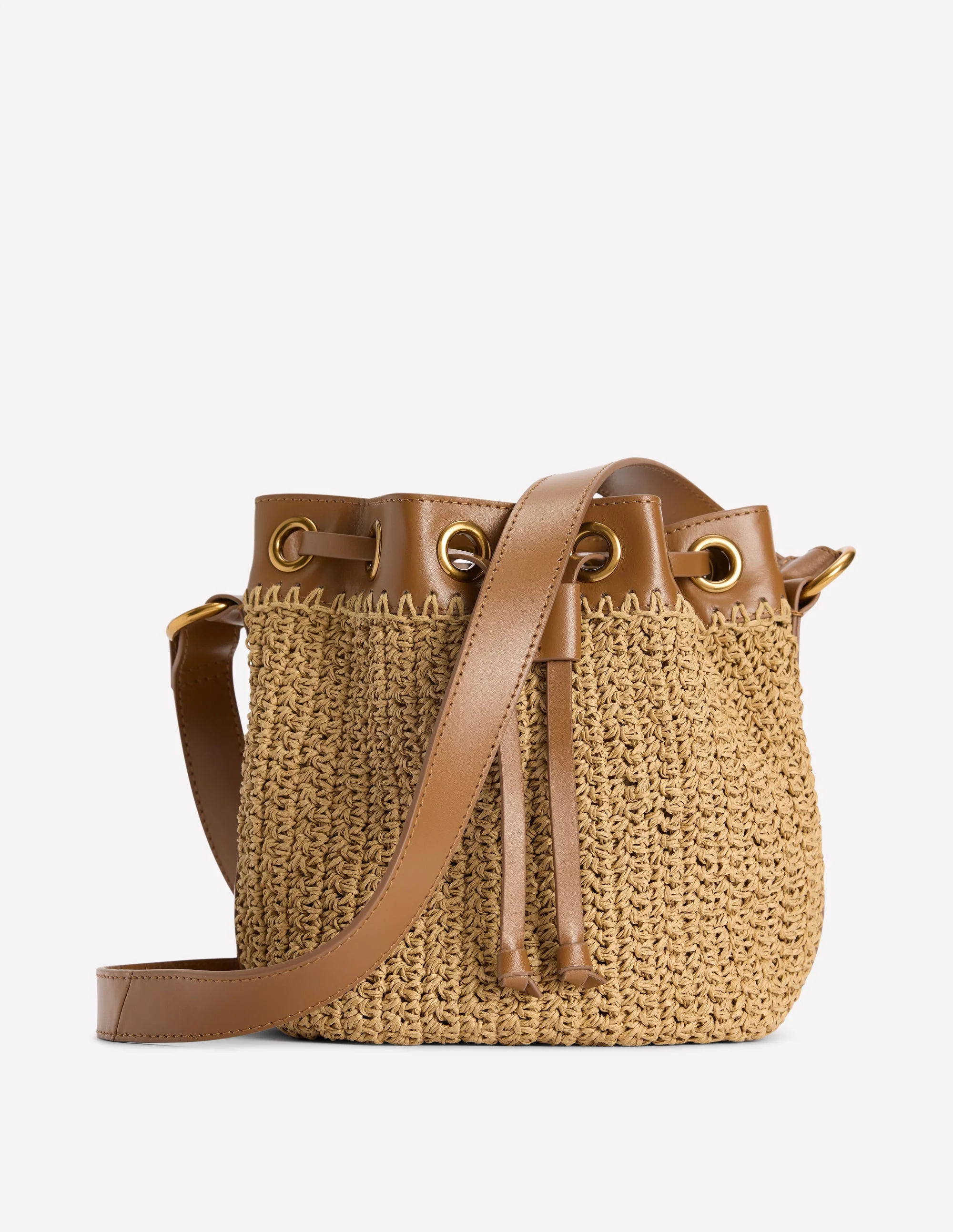 Mini Straw Bucket Bag-Natural Raffia