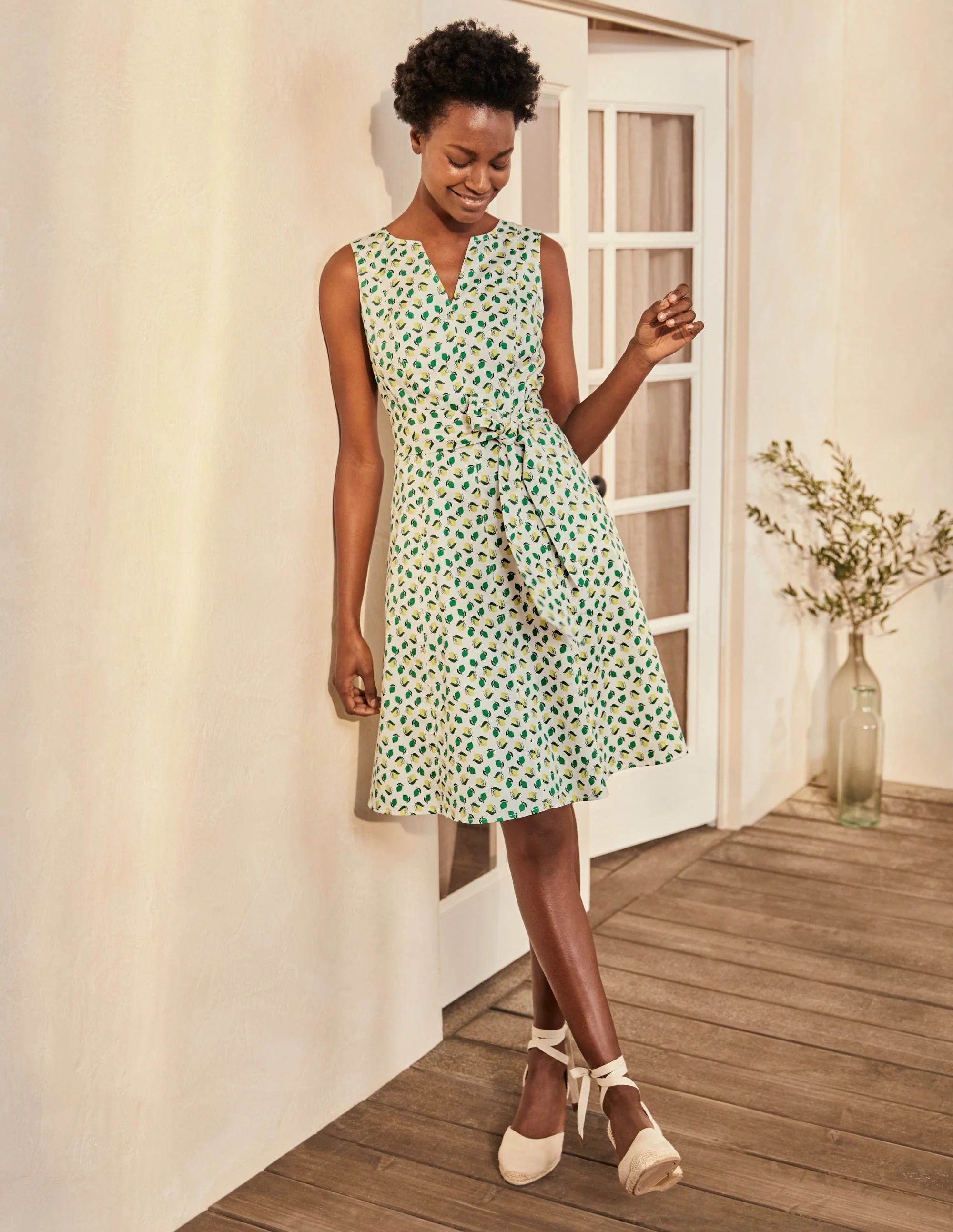 Mischa Belted Dress-Ivory, Citrus Fruit Small - Image 4