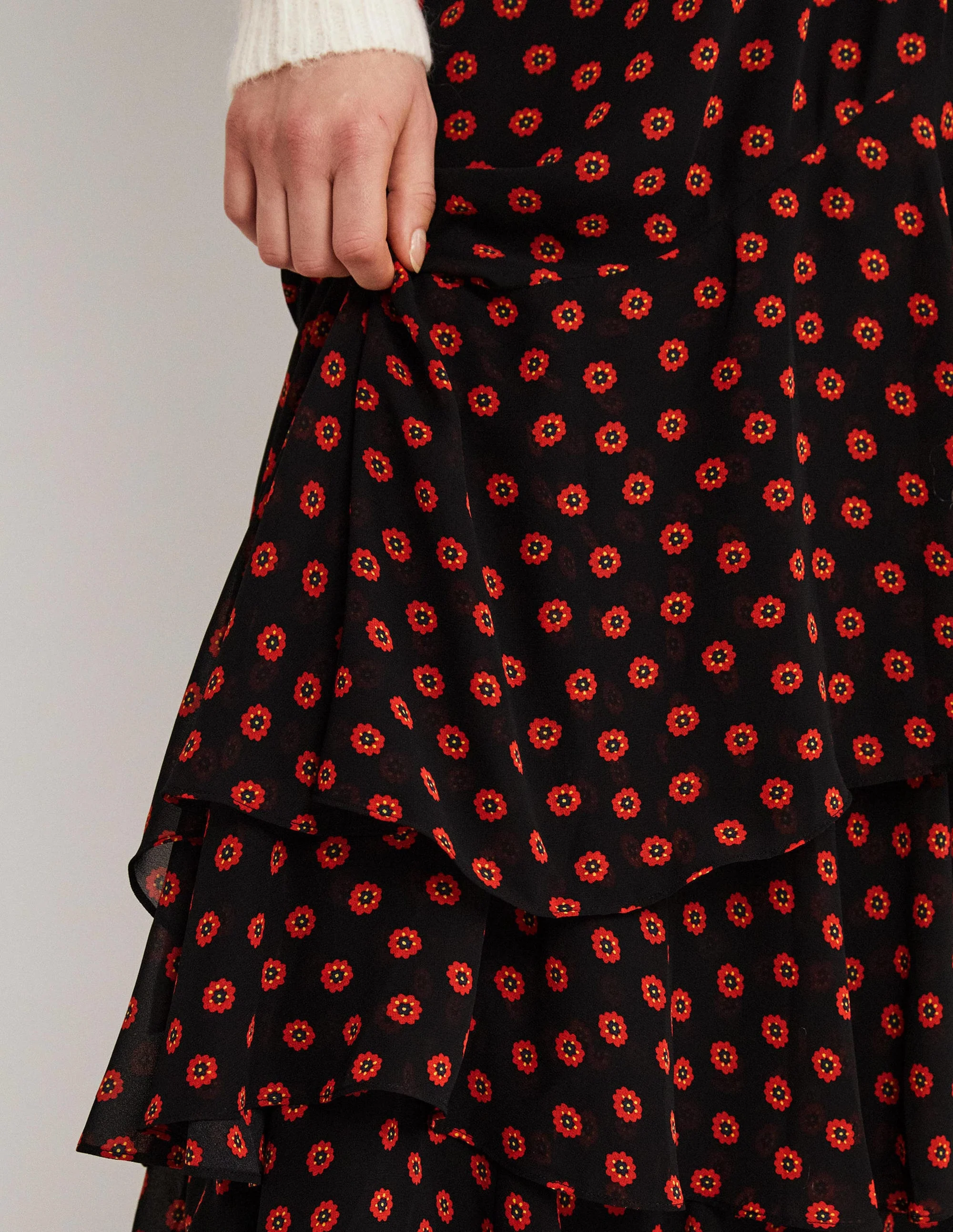 Multi Ruffle Maxi Skirt-Black, Petunia Bud - Image 2