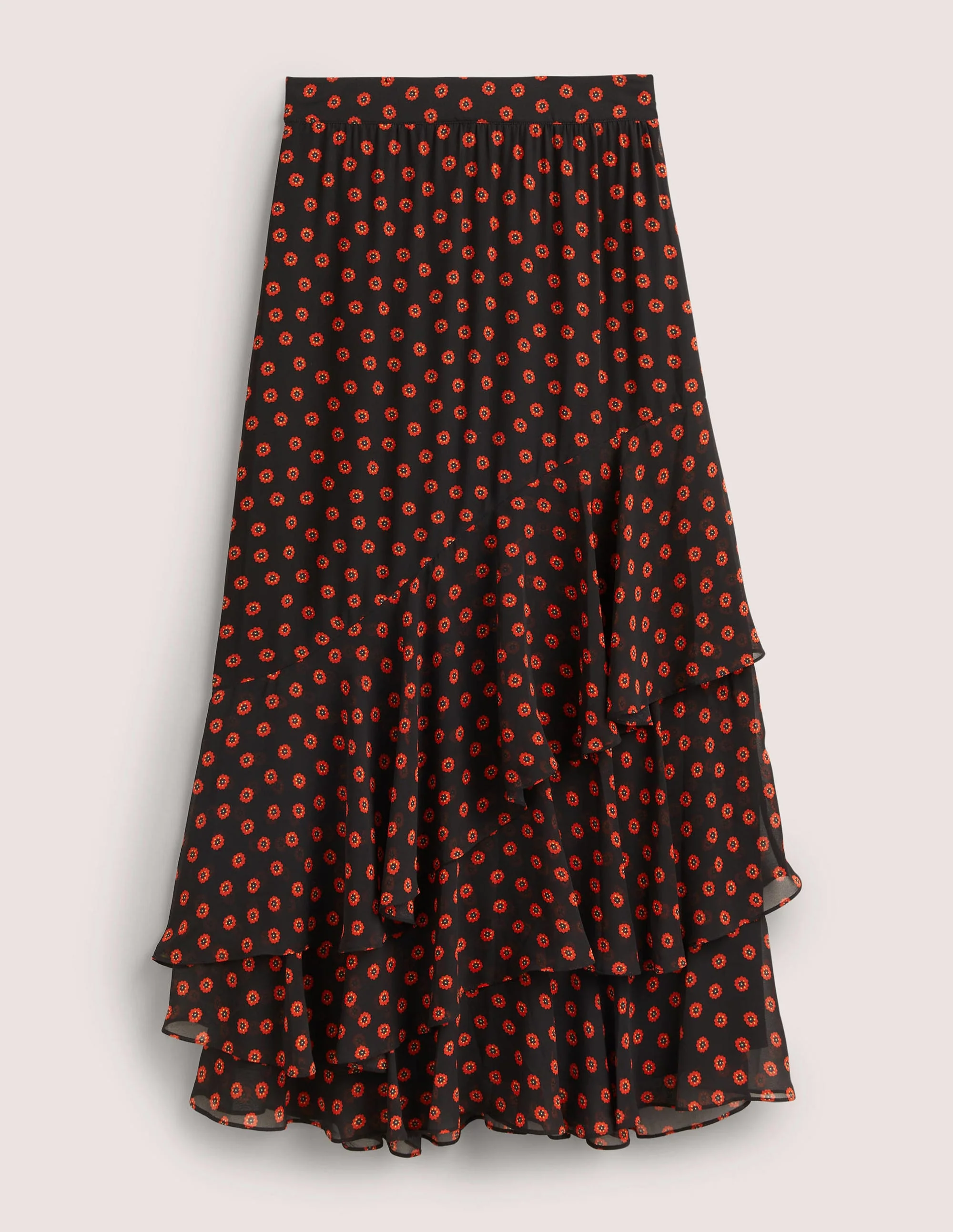 Multi Ruffle Maxi Skirt-Black, Petunia Bud - Image 5