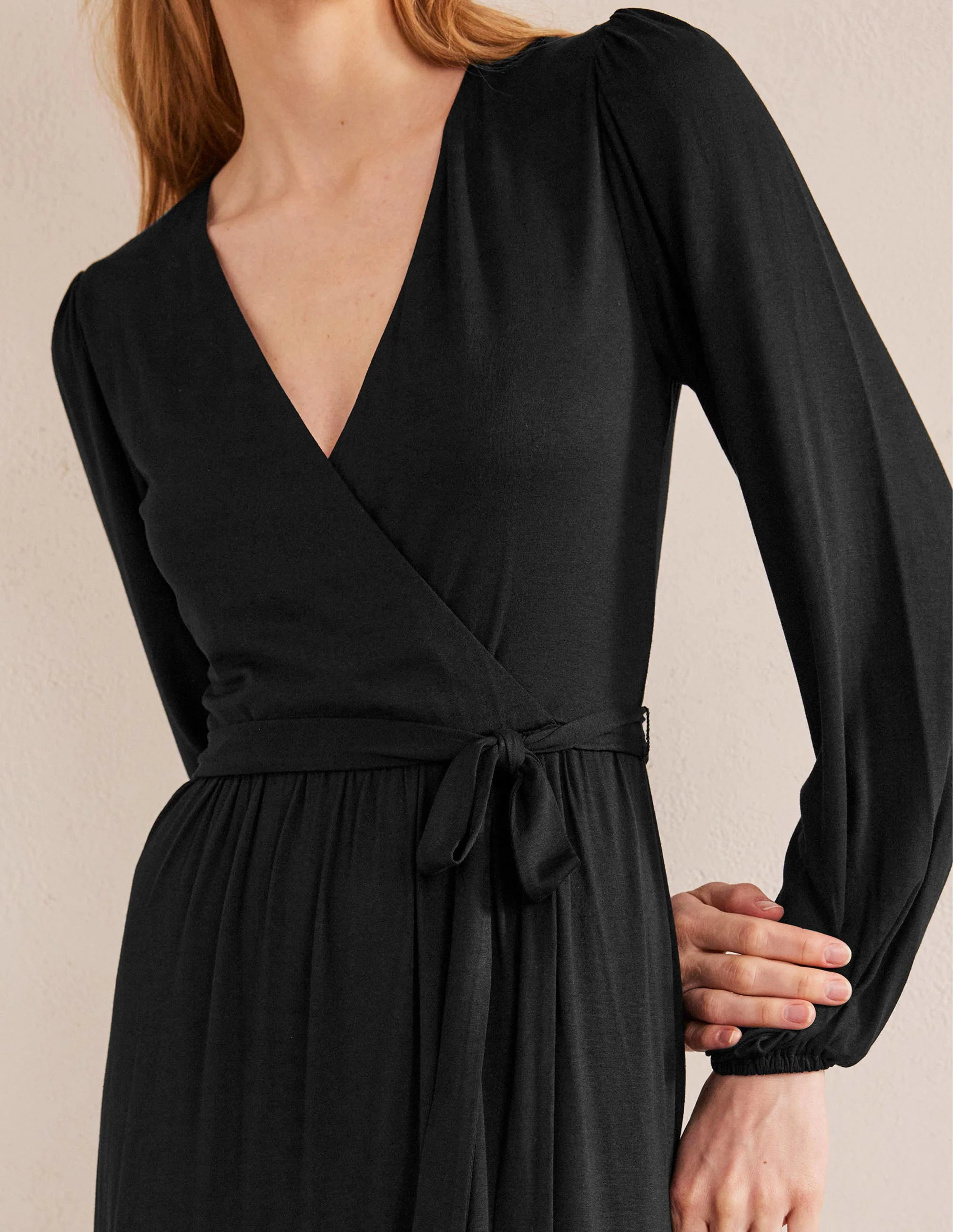 Multi Tiered Wrap Maxi Dress-Black - Image 2