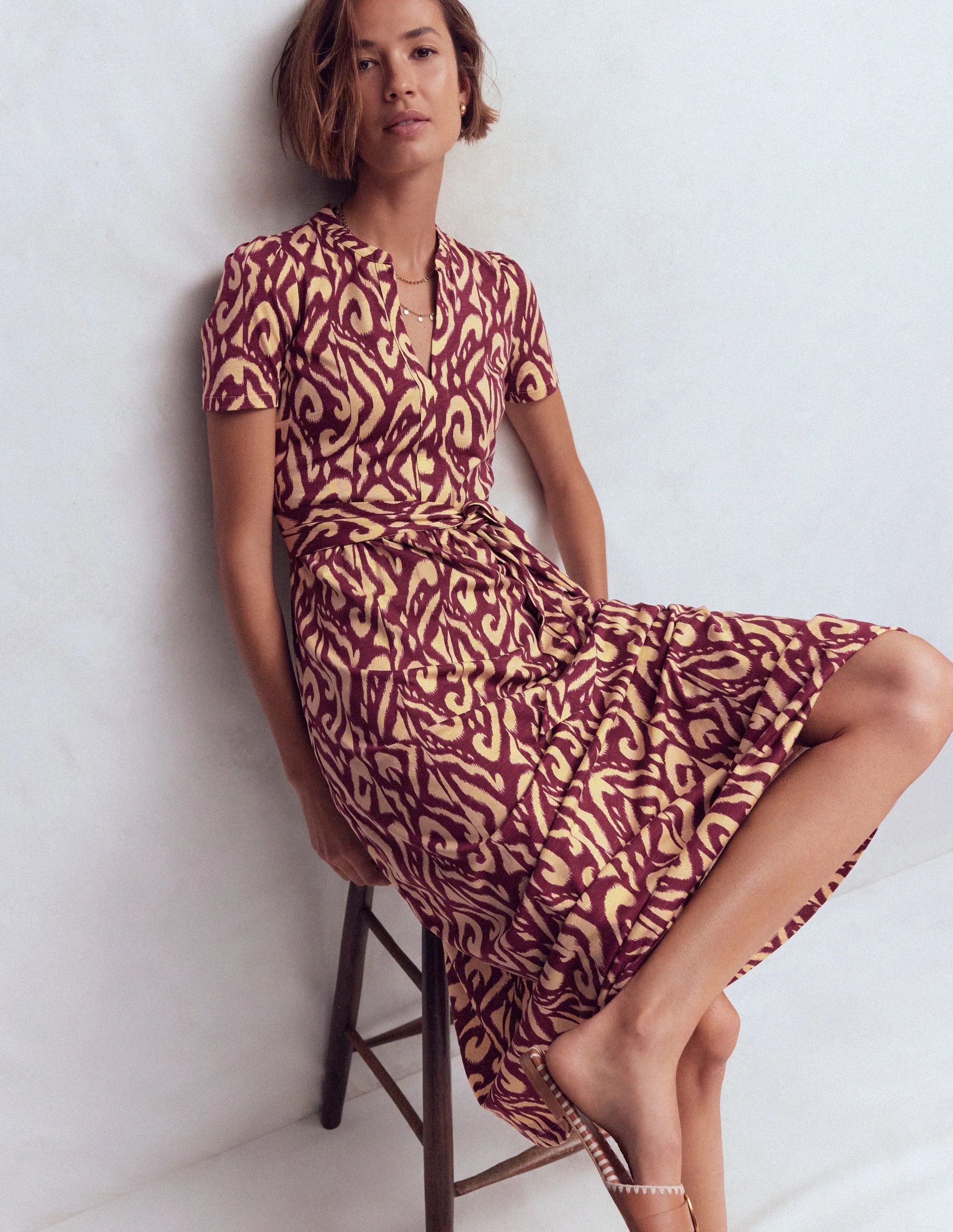 Naomi Jersey Midi Dress-Deep Wisteria, Ikat - Image 6
