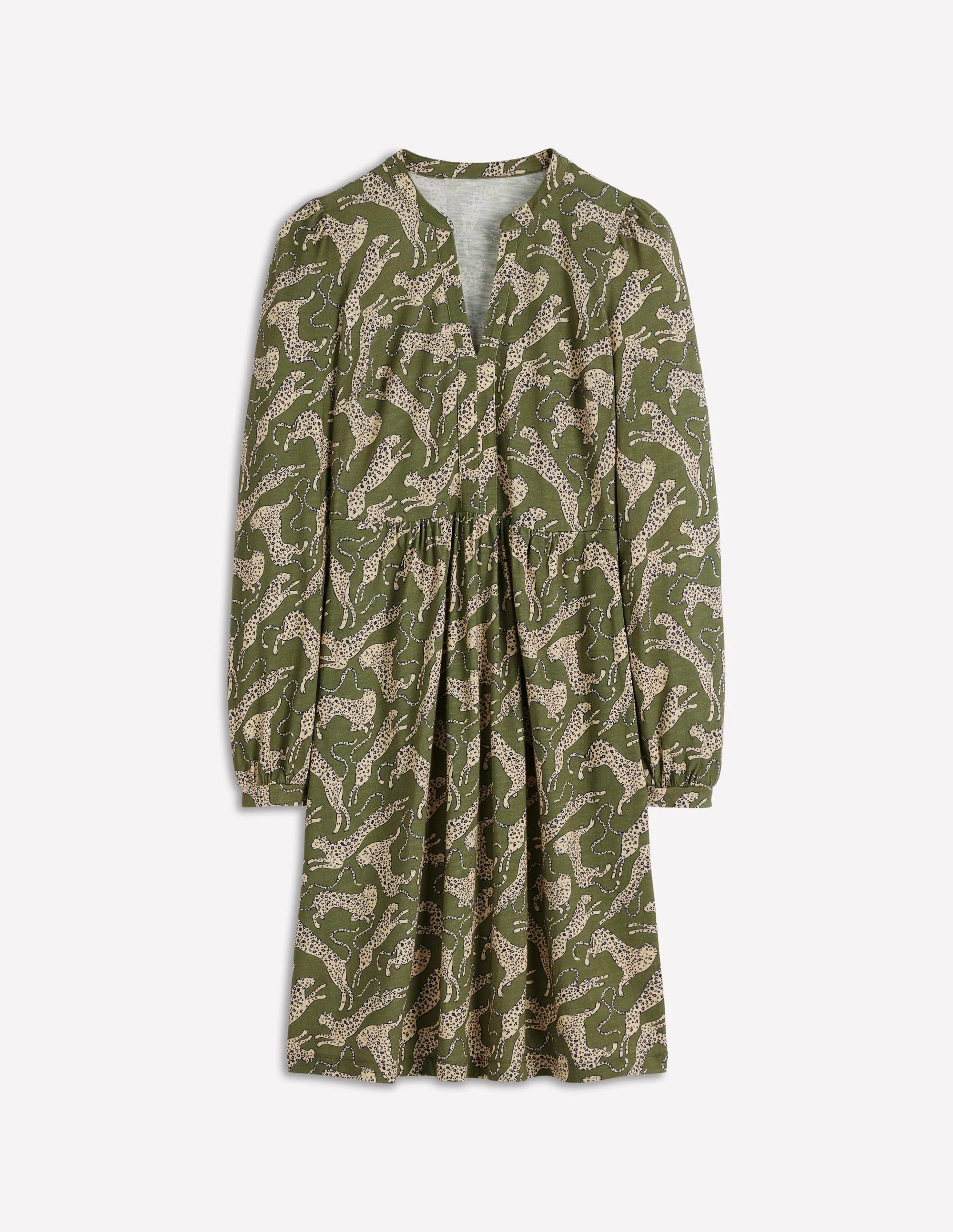 Naomi Relaxed Jersey Dress-Woodland Green, Leopard - Image 6
