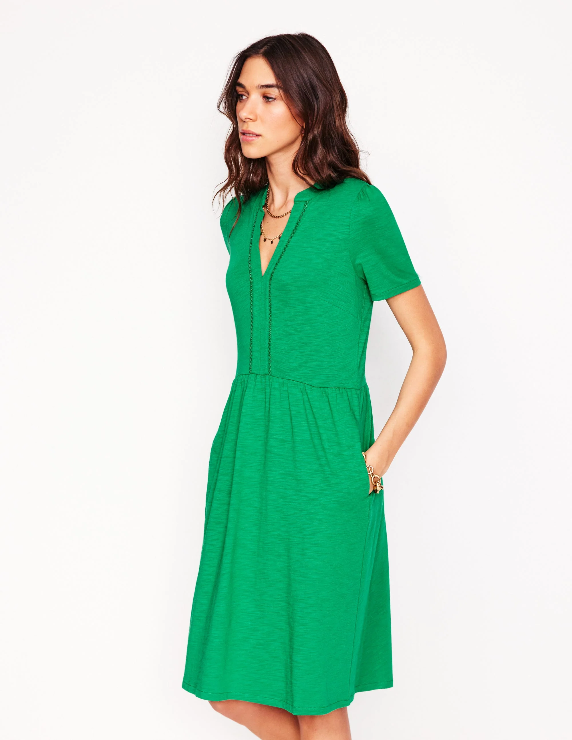 Naomi Short Sleeve Dress-Rich Emerald - Image 4
