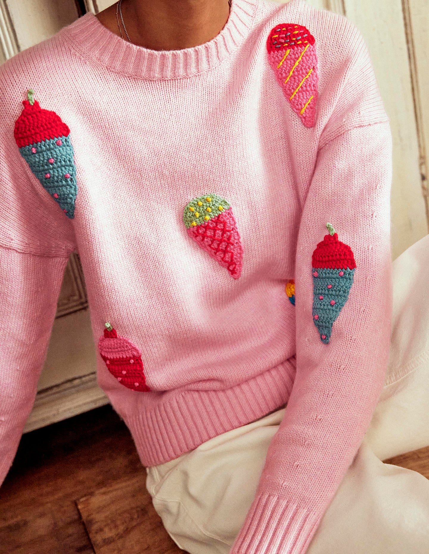 Natalie Embroidered Sweater-Soft Pink - Image 6