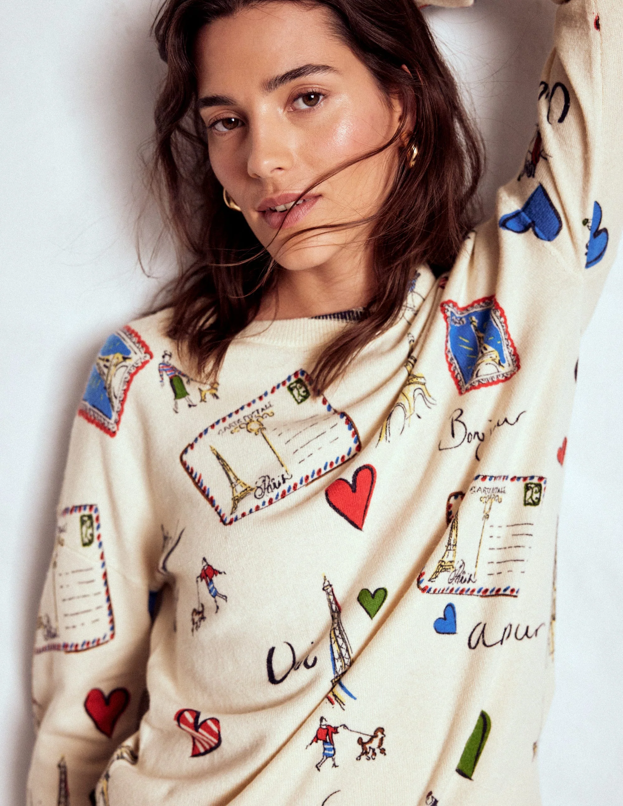 Natasha Novelty Sweater-Ivory, Postcard from Paris