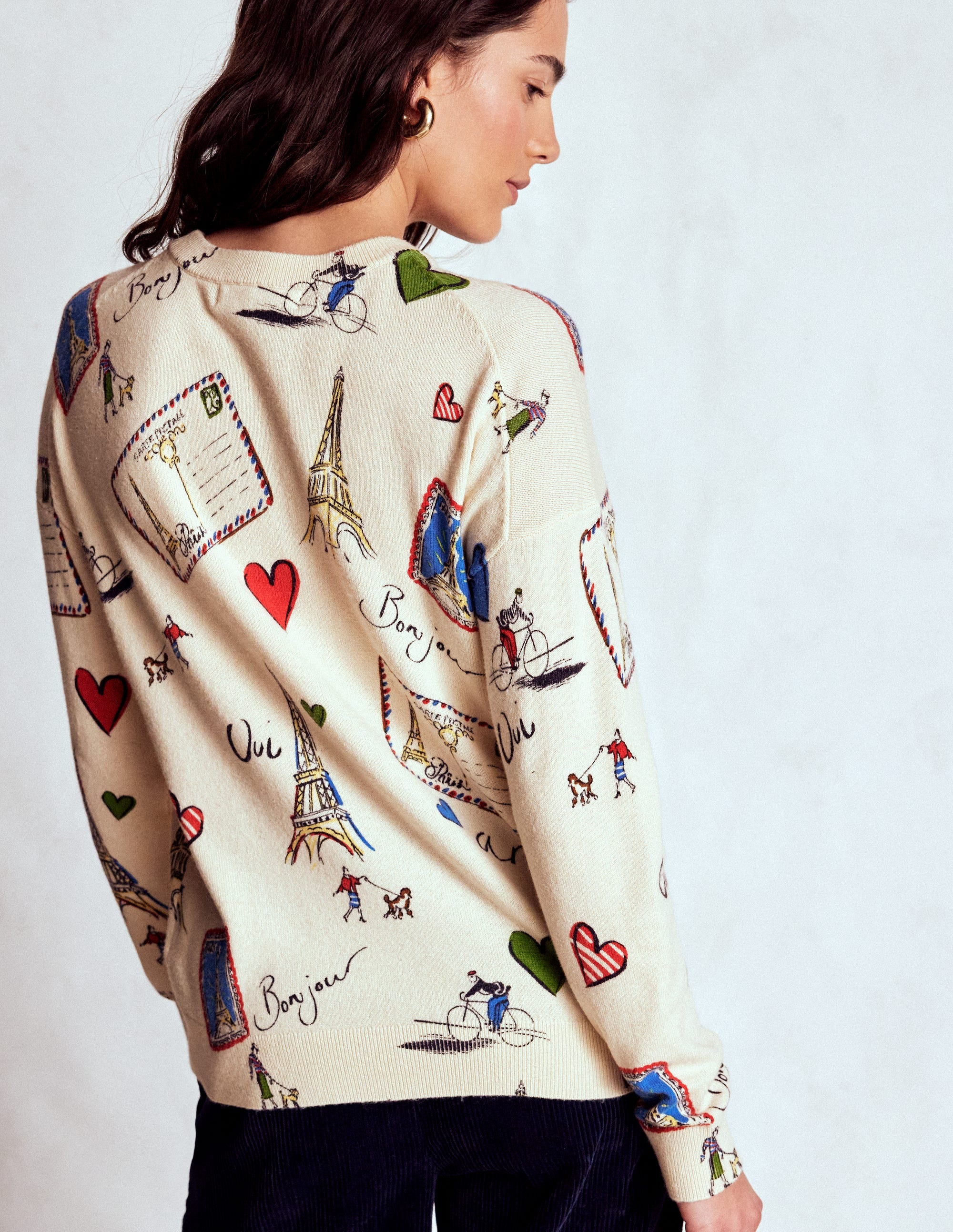 Natasha Novelty Sweater-Ivory, Postcard from Paris - Image 3