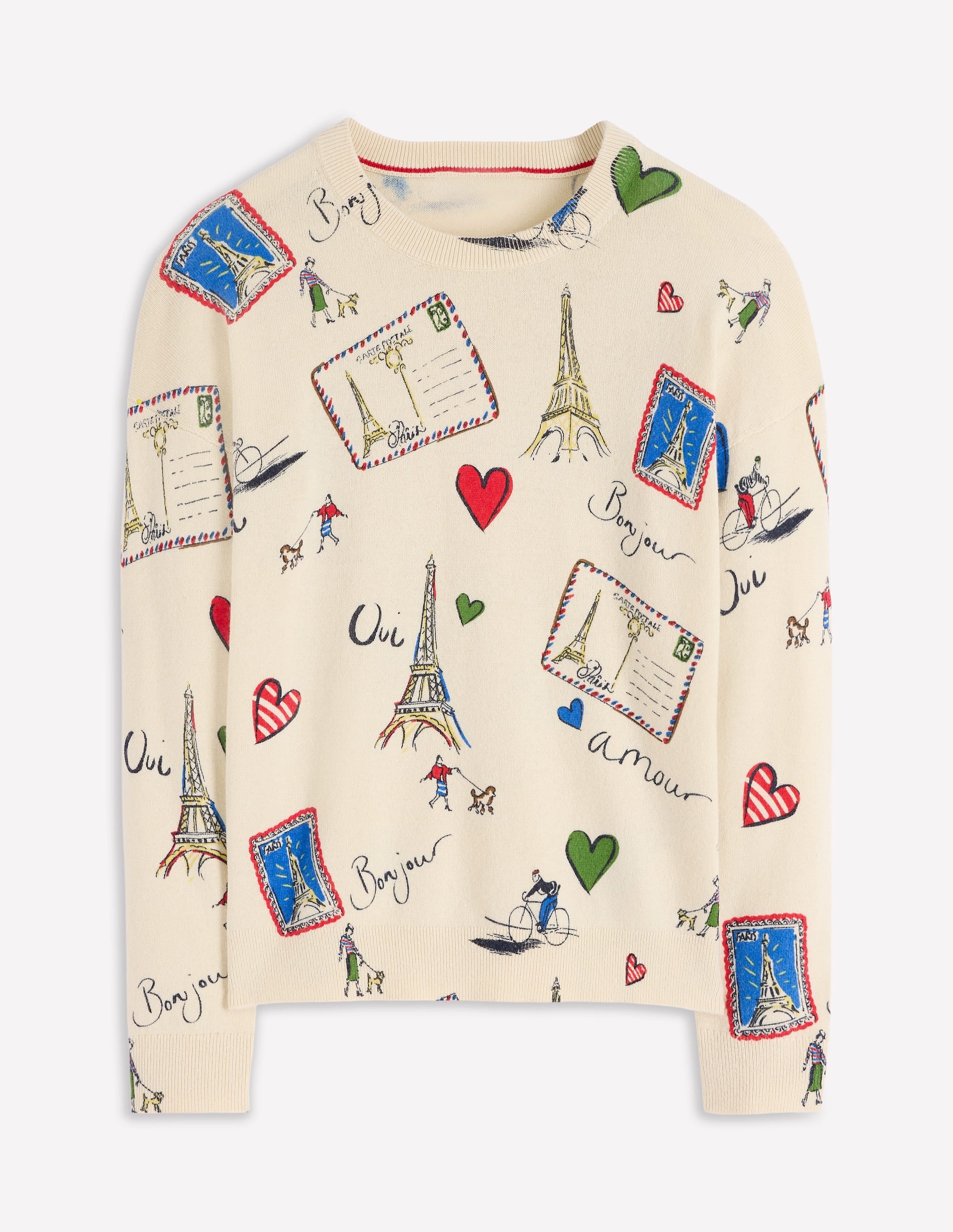 Natasha Novelty Sweater-Ivory, Postcard from Paris - Image 5