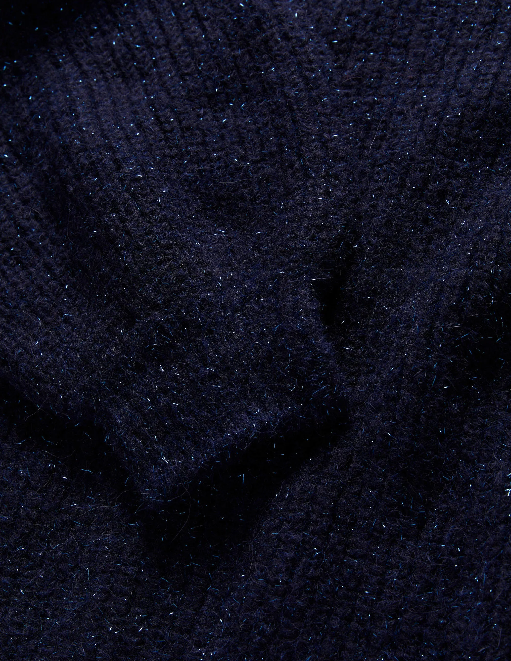 Navy Sparkle Ribbed Fluffy V-Neck Sweater-Navy Sparkle - Image 6