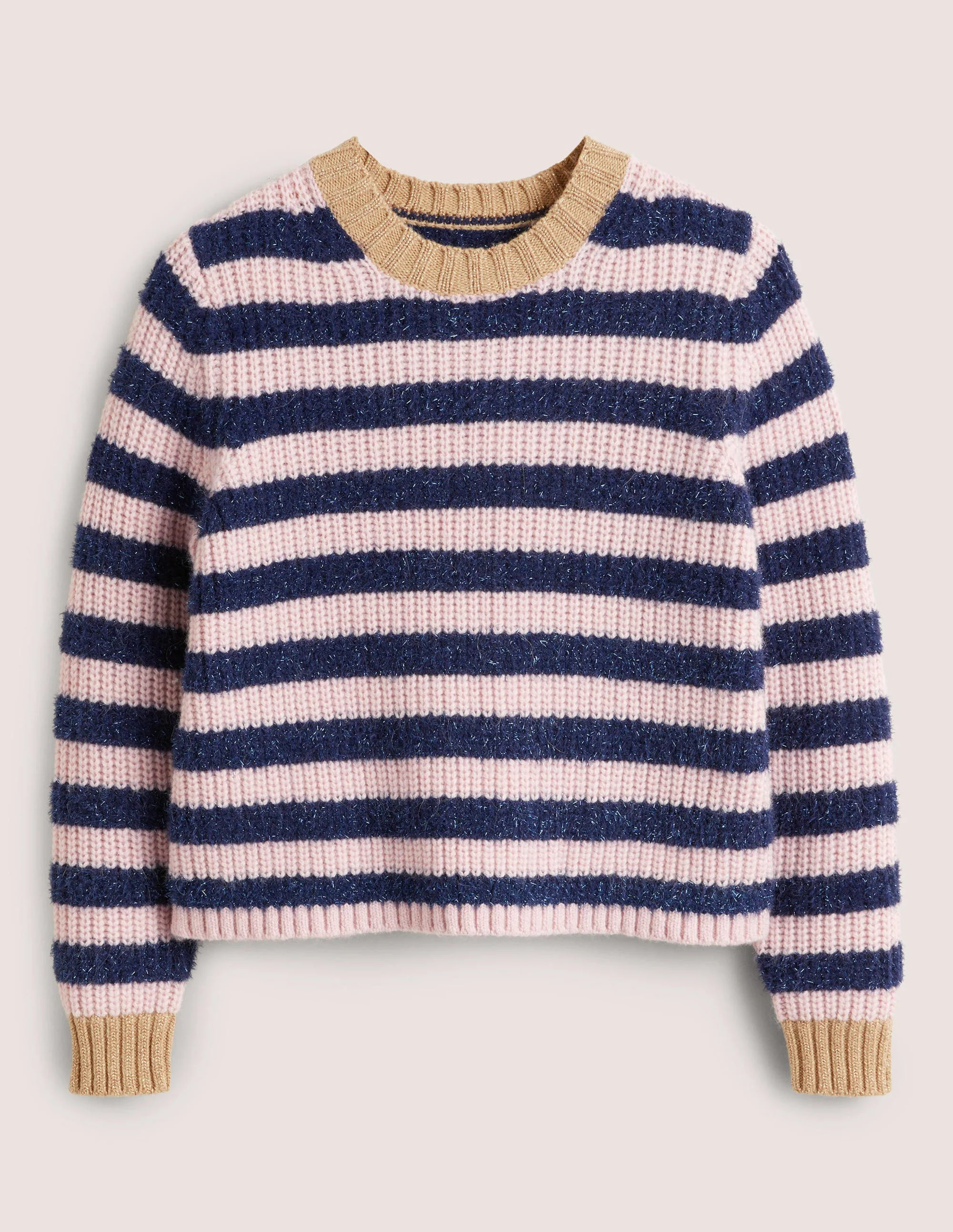 Navy Sparkle Stripe Ribbed Sweater-Navy, Pink Tinsel Stripe - Image 5