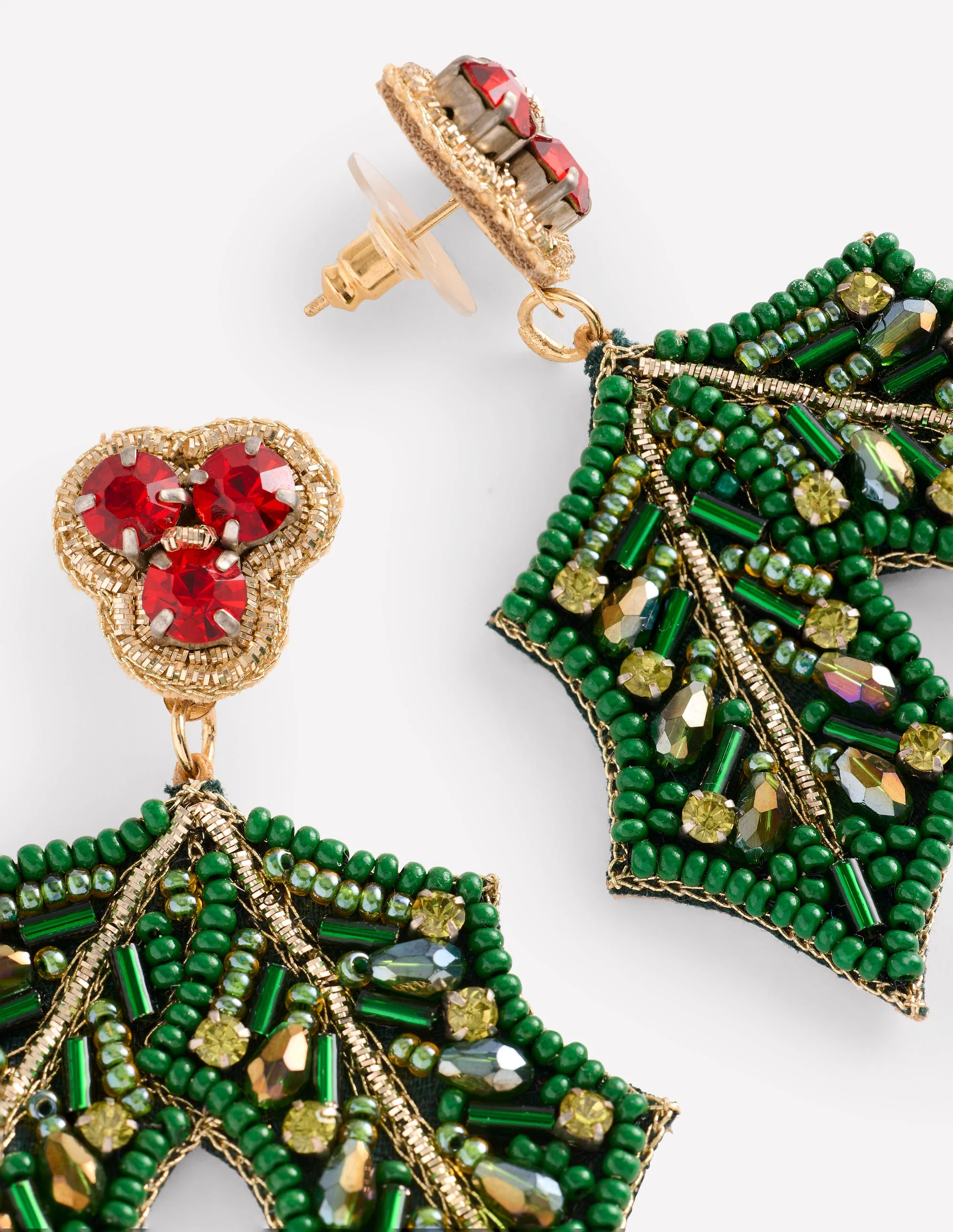 Novelty Christmas Earrings-Holly - Image 3