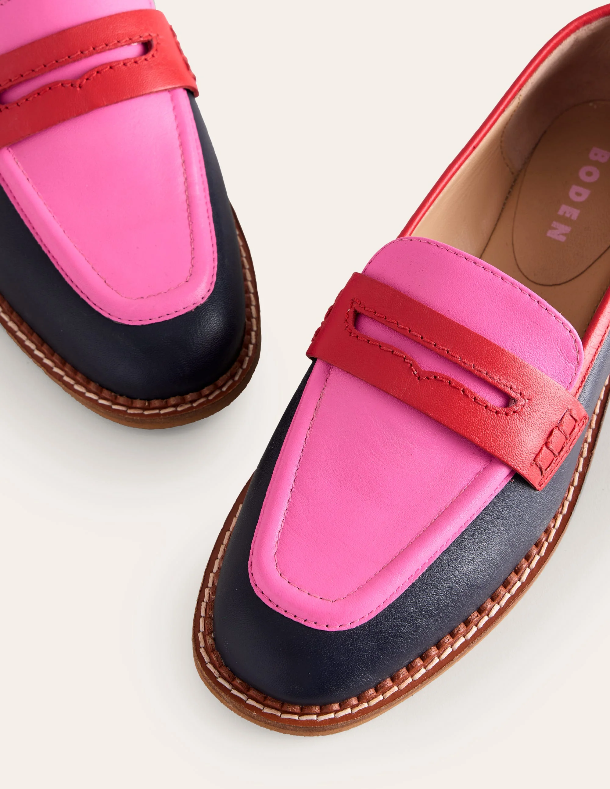 Nya Penny Loafers-Navy/Pink Tourmaline - Image 4