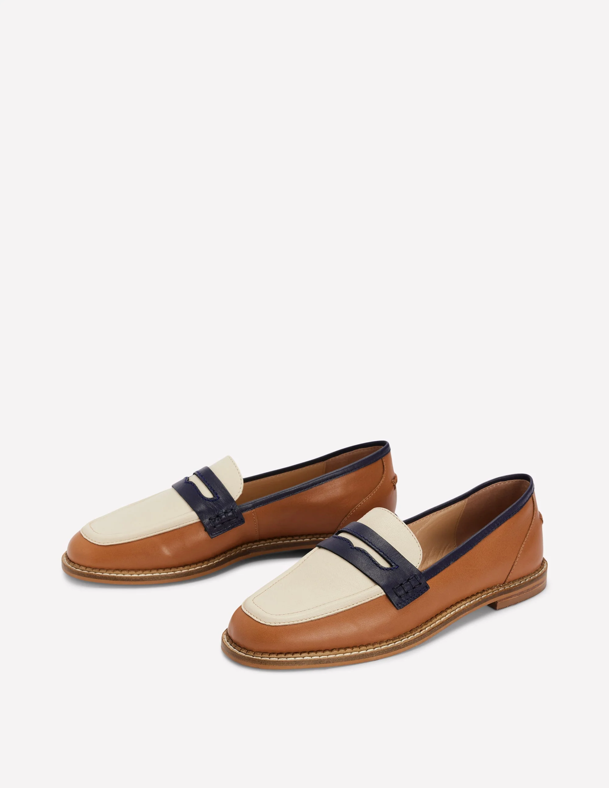 Nya Penny Loafers-Tan Colourblock - Image 3
