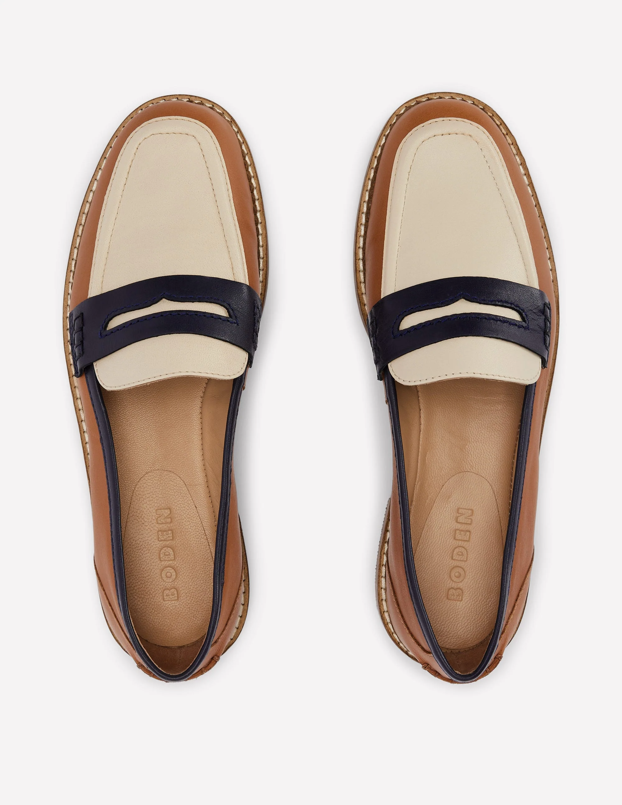Nya Penny Loafers-Tan Colourblock - Image 5
