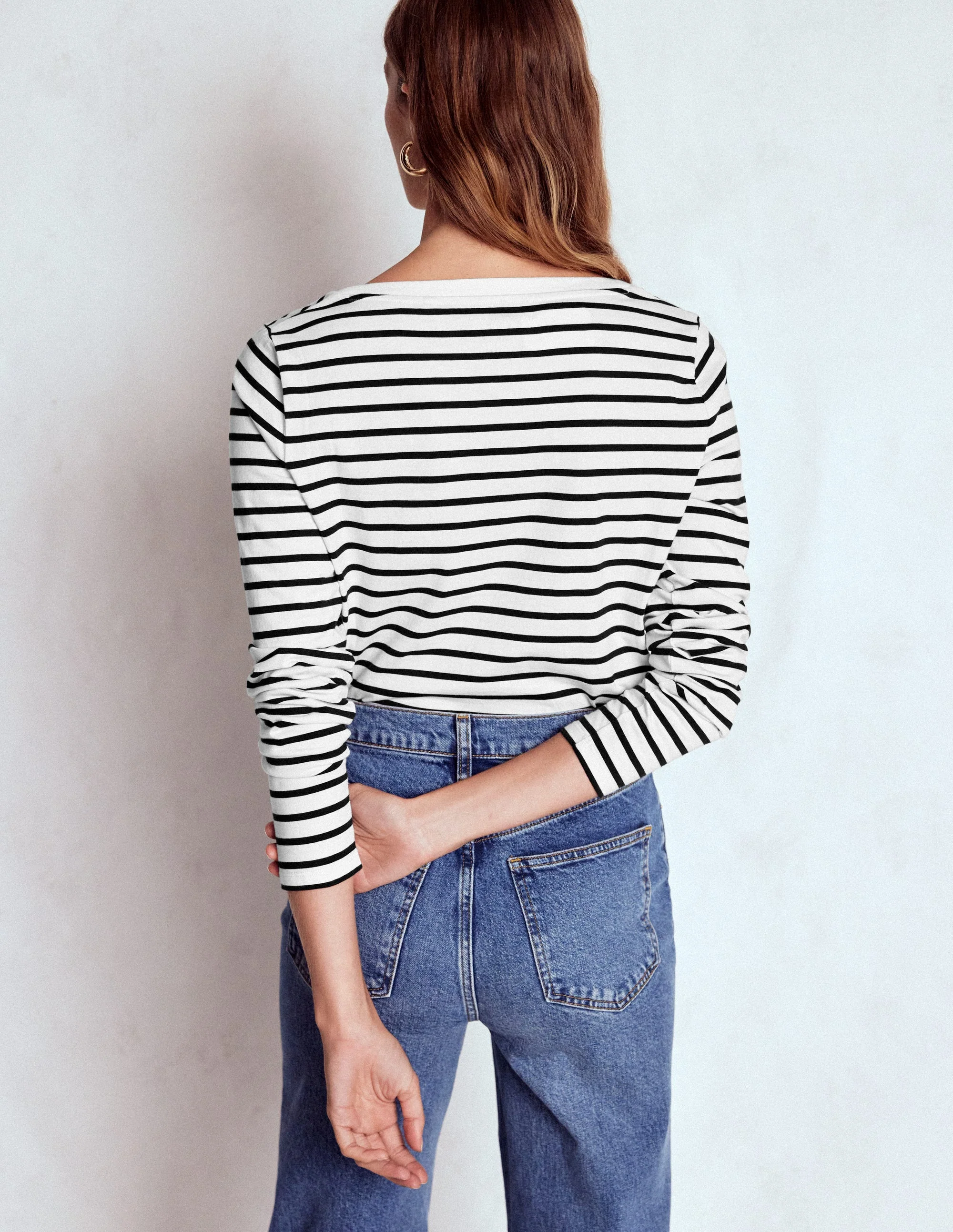 Olivia Long Sleeve Breton-Ivory, Black - Image 3