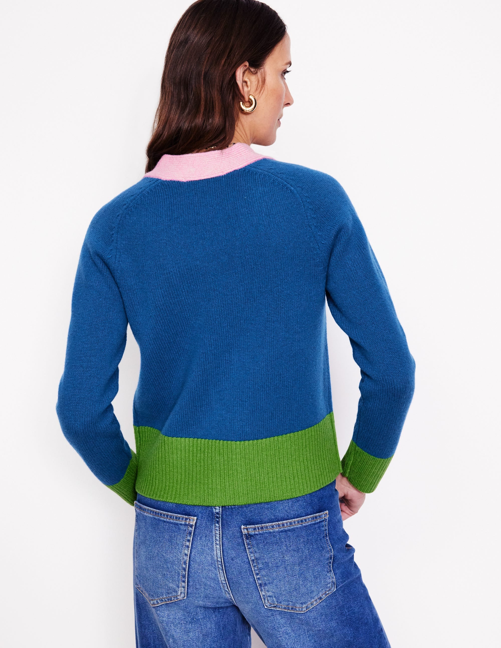 Olivia Merino Cardigan-Sapphire Blue - Image 3
