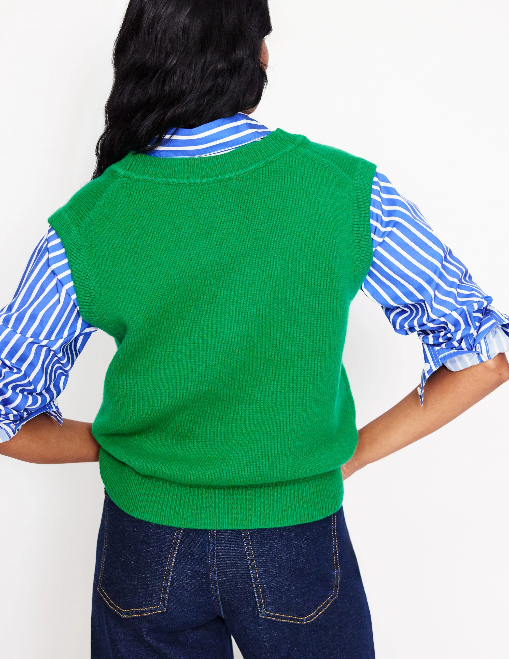 Olivia Merino Vest-Rich Emerald Green - Image 3