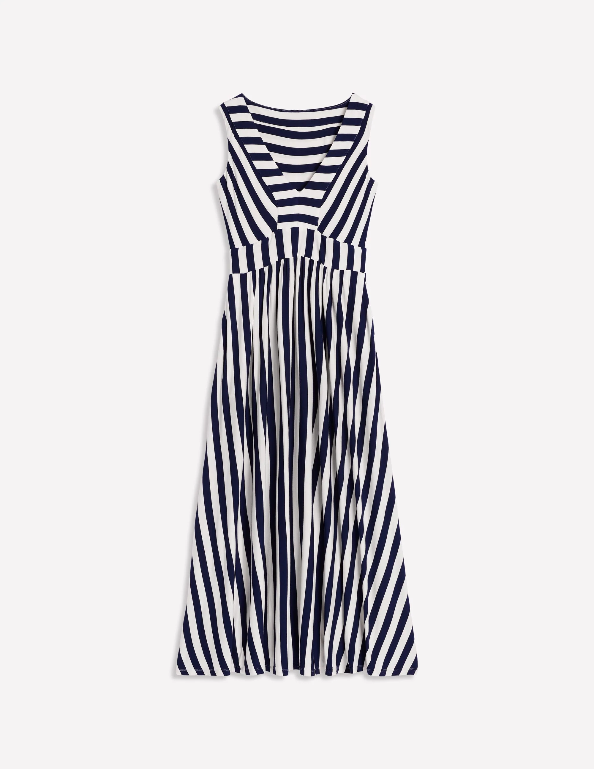 Olympia Jersey Maxi Dress-French Navy, Ivory Stripe - Image 6