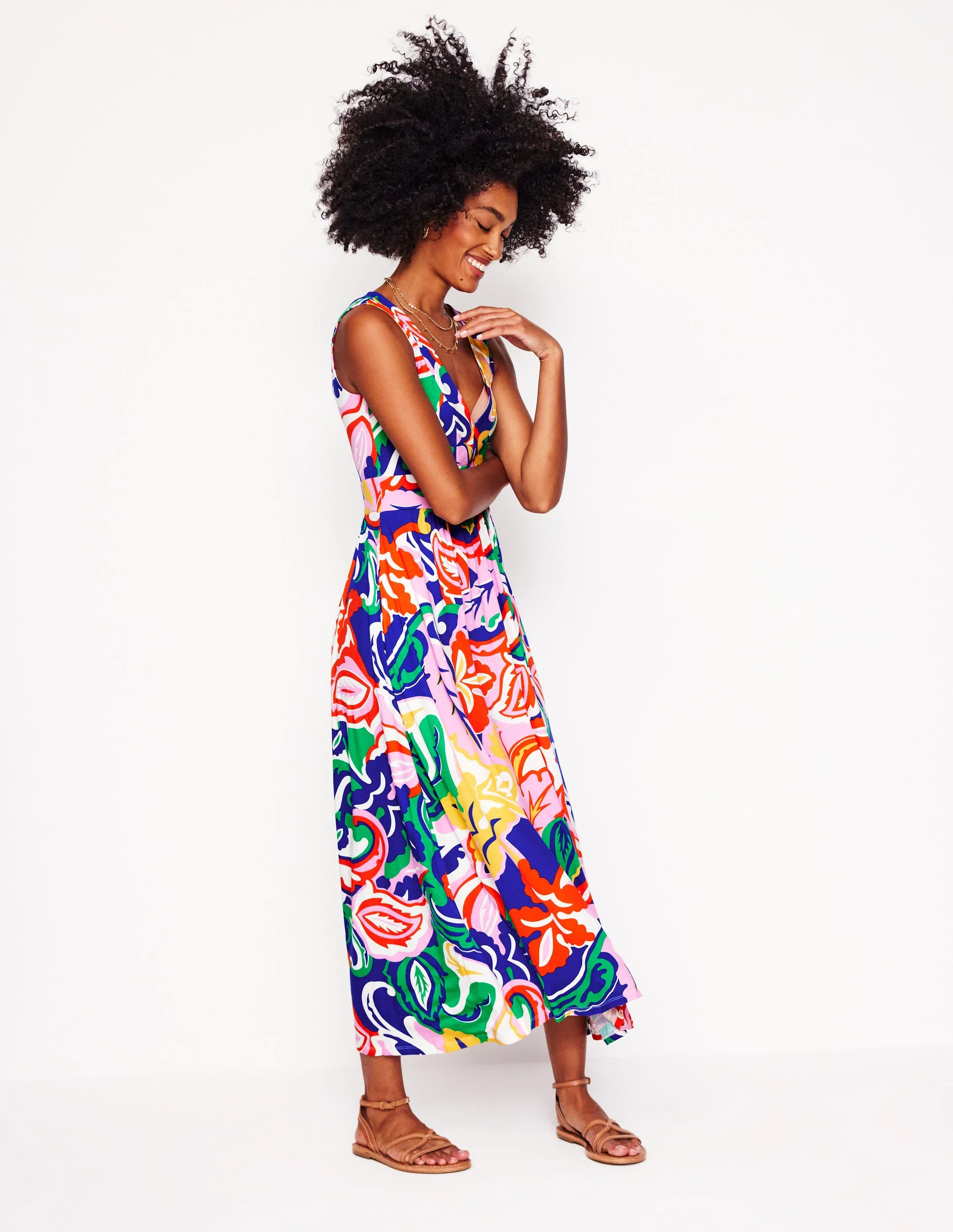 Olympia Jersey Maxi Dress-Multi, Foliage Twirl - Image 4
