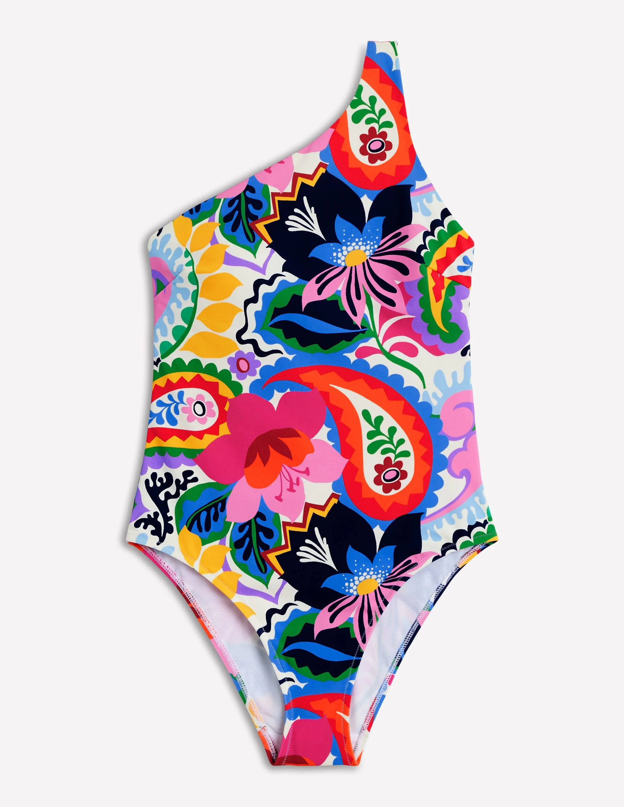 One Shoulder Swimsuit-Ivory, Botanical Paisley - Image 5