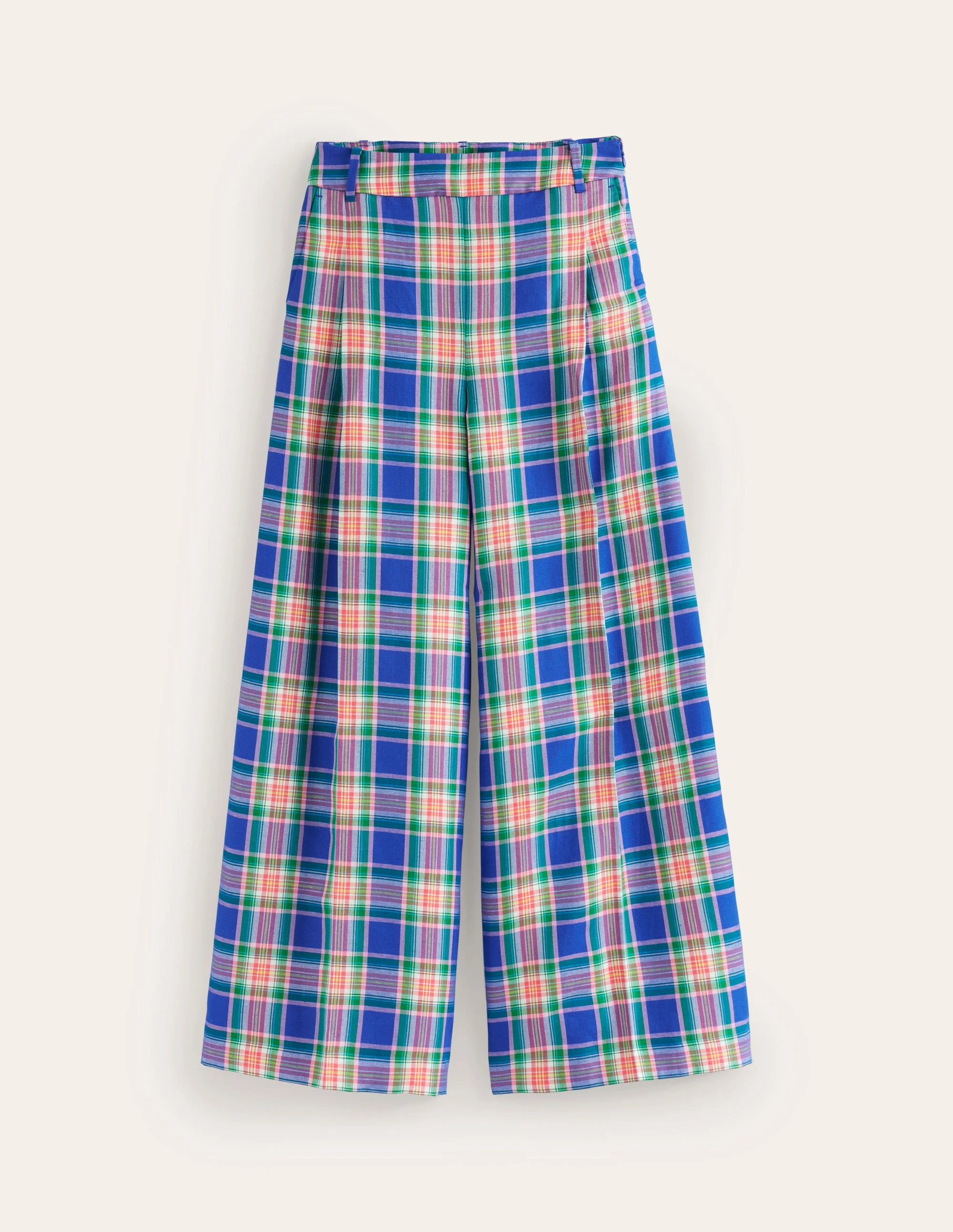 Palazzo Checked Pants-Blue and Green Check - Image 6