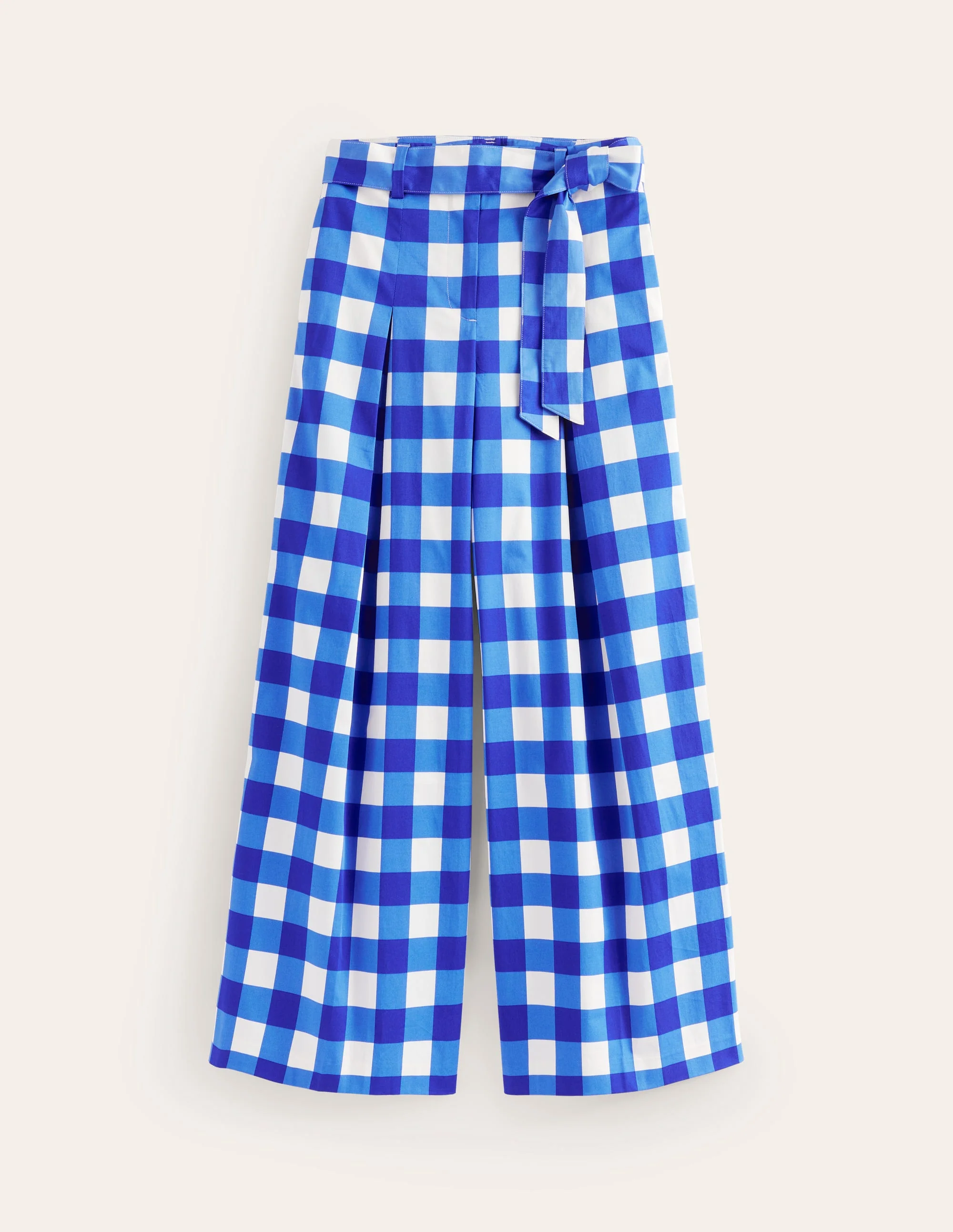 Palazzo Cotton Sateen Pants-Nautical Blue & Ivory Gingham - Image 5