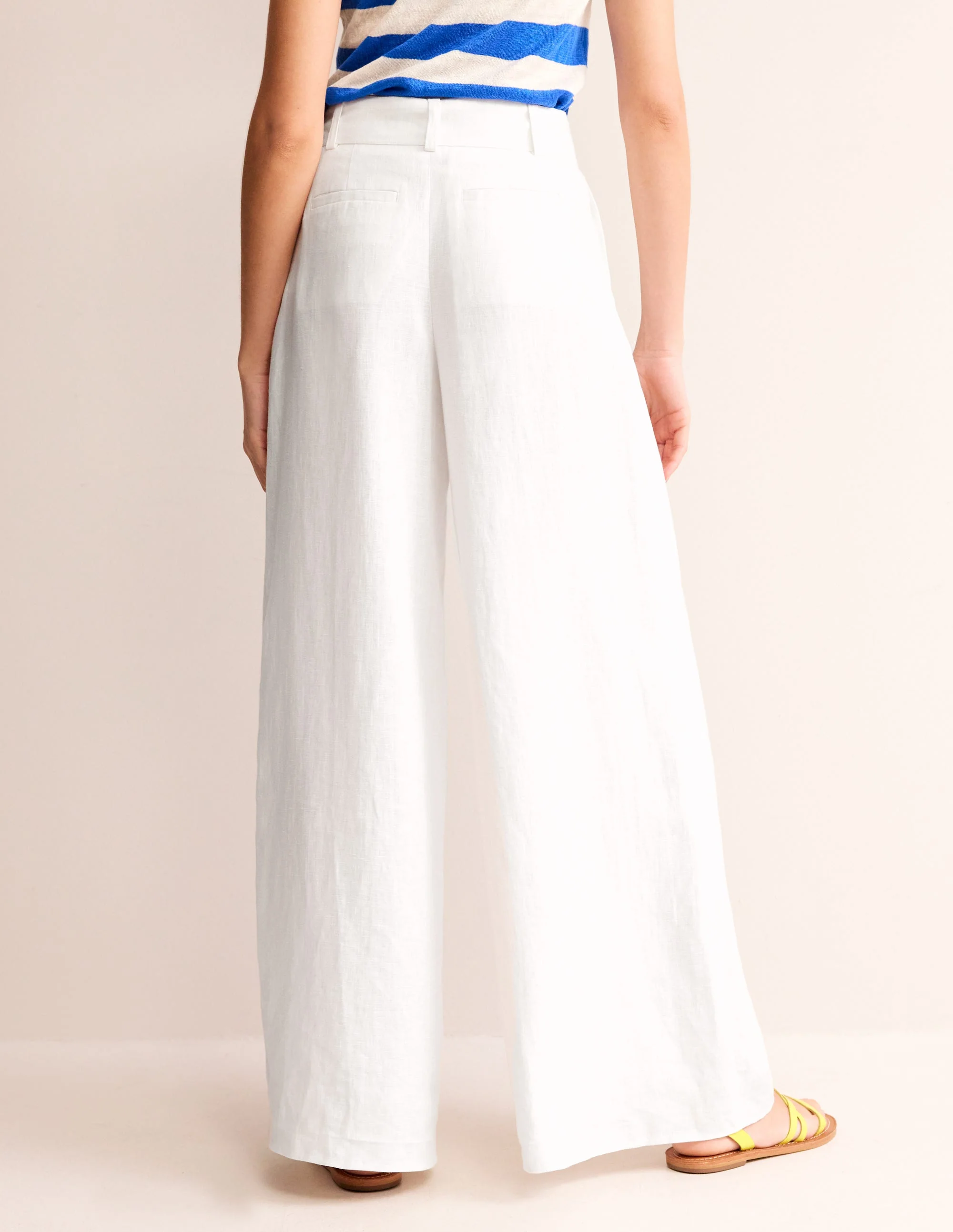 Palazzo Linen Pants-White - Image 3